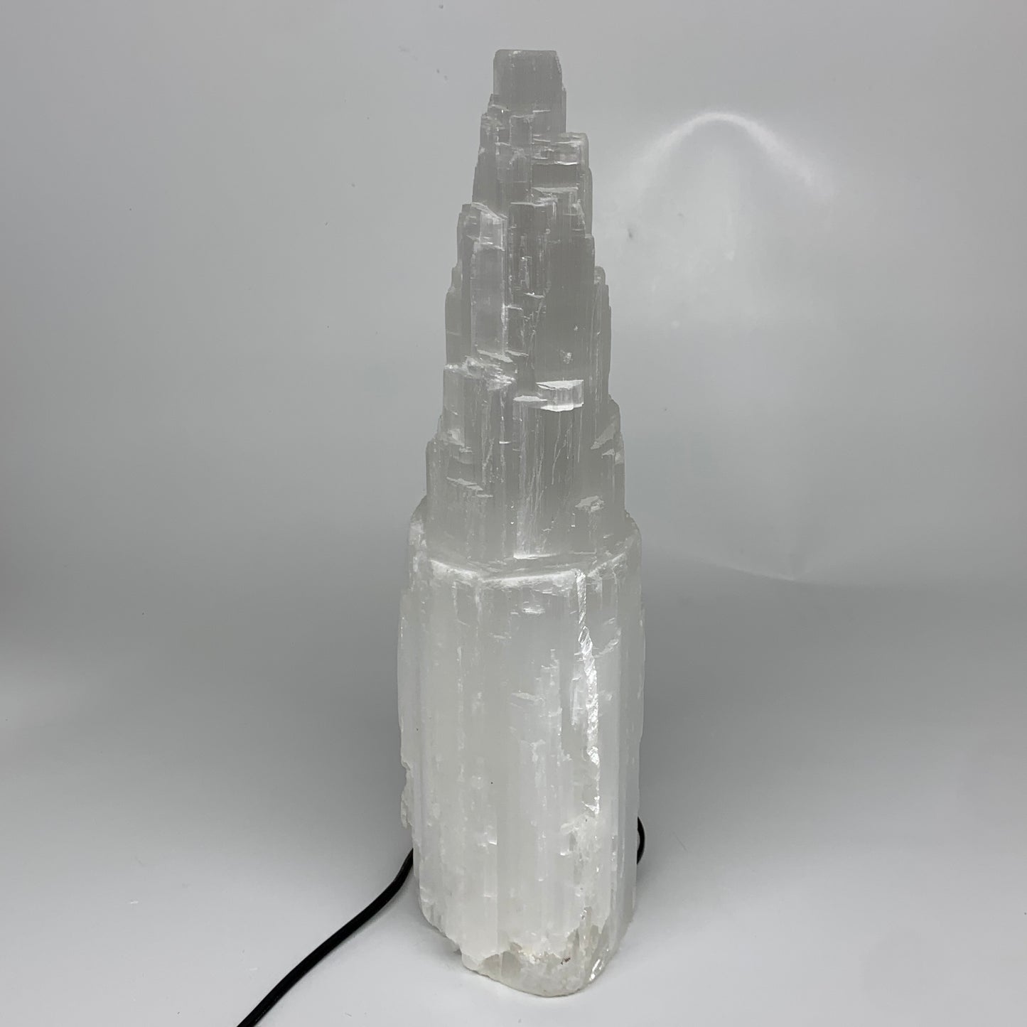 11.5 lbs, 13.75"x5.6"x3.8" Rough Selenite (Satin Spar) Lamp Tower W/Chord, B3576