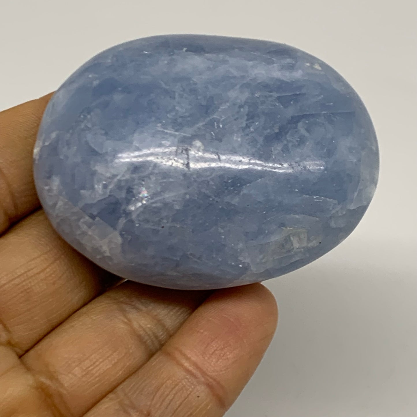 191.8g, 2.3"-2.3", 2pcs, Blue Calcite Palm-Stone Polished Tumbled, B38136