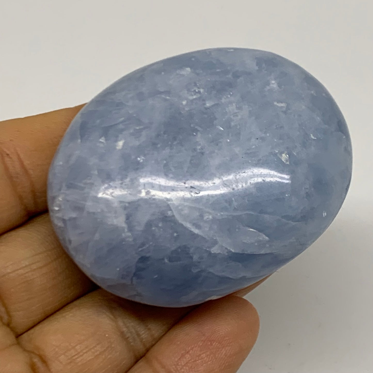 191.8g, 2.3"-2.3", 2pcs, Blue Calcite Palm-Stone Polished Tumbled, B38136