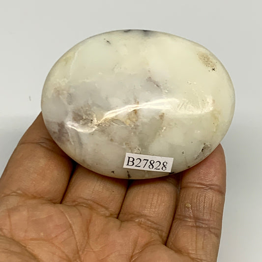 80.6g, 2.4"x2"x0.8", Dendrite Opal Palm-Stone Reiki Energy Crystal, B27828