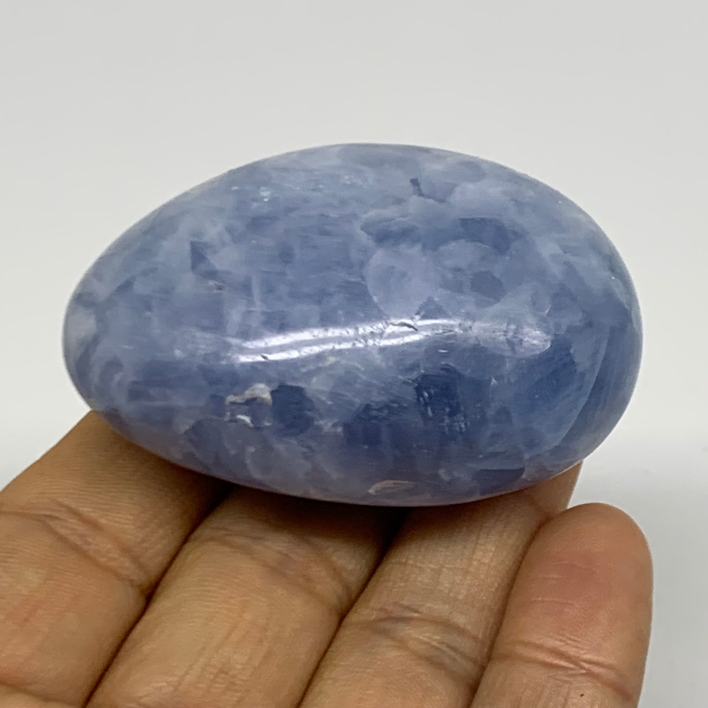 191.8g, 2.3"-2.3", 2pcs, Blue Calcite Palm-Stone Polished Tumbled, B38136