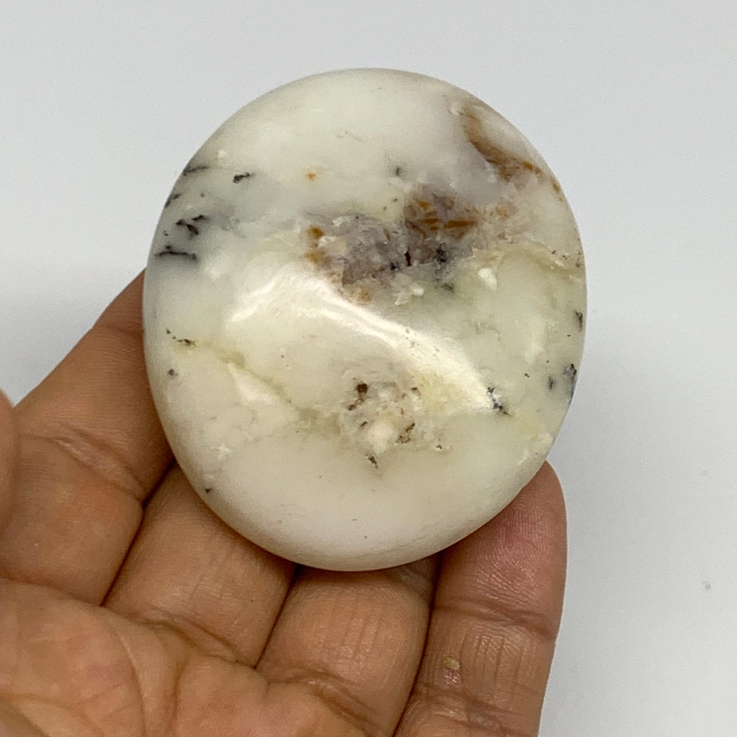 80.6g, 2.4"x2"x0.8", Dendrite Opal Palm-Stone Reiki Energy Crystal, B27828