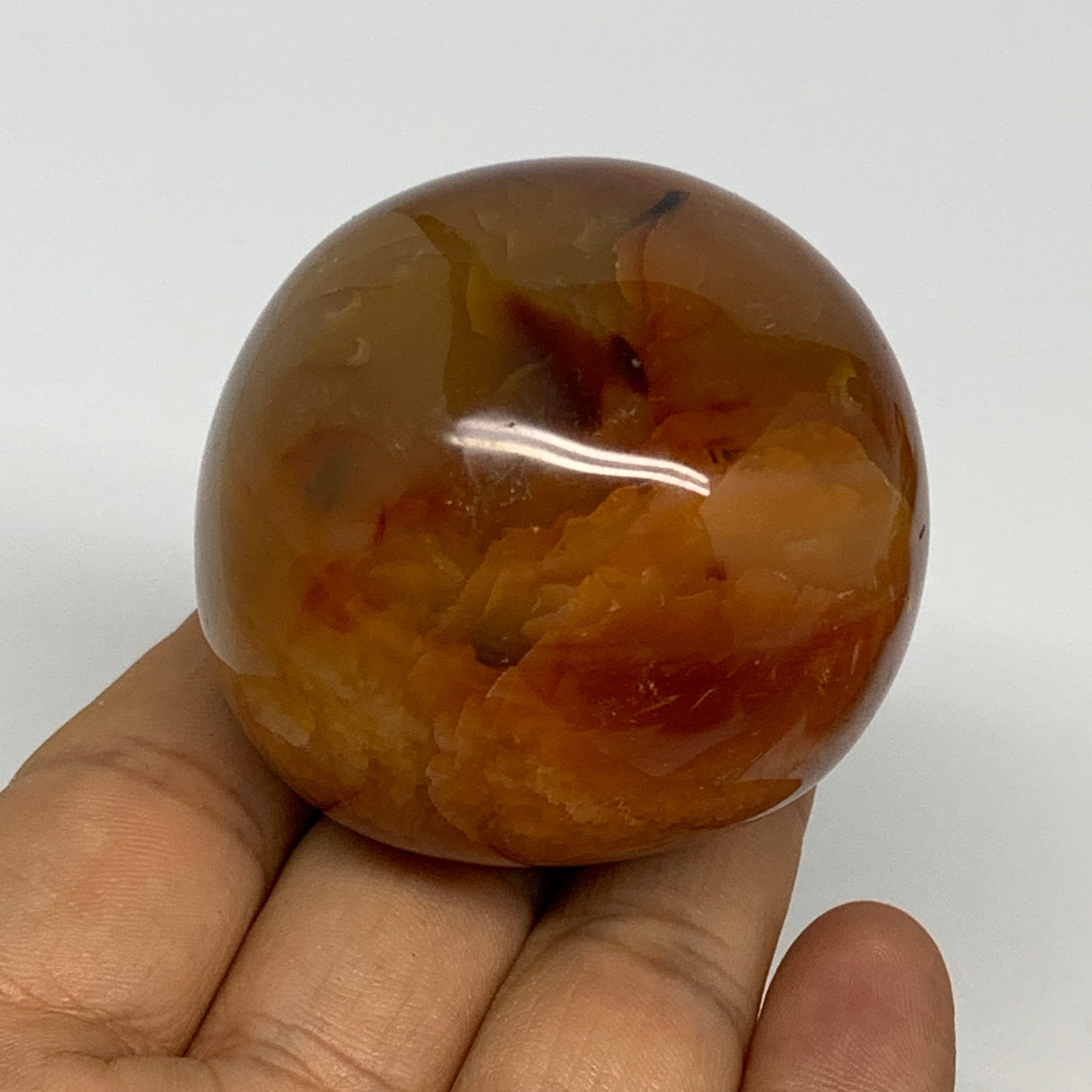 169.9g, 2"x2"x1.8", Red Carnelian Palm-Stone Gem Crystal Polished, B28609
