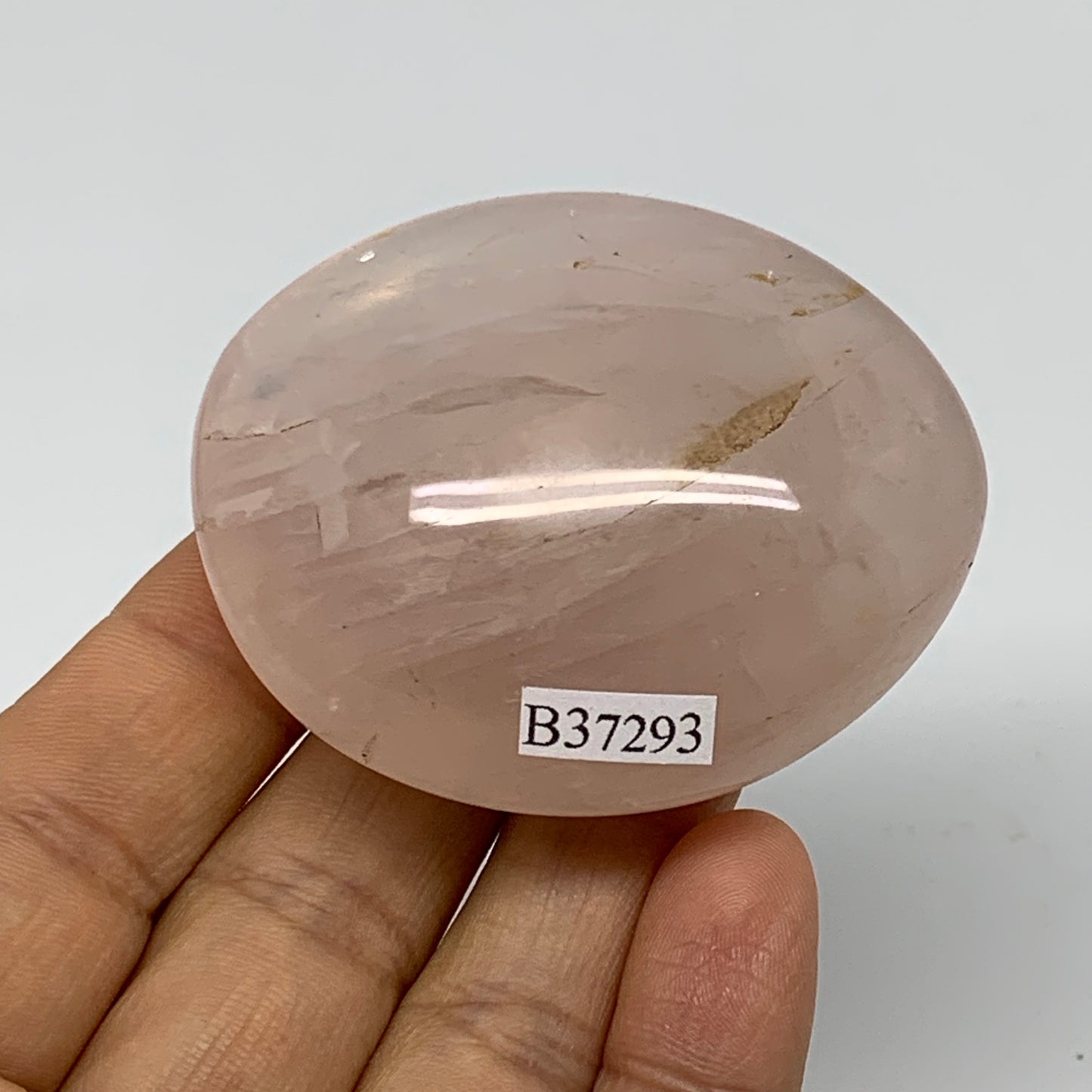 103g , 2.3"x2"x1", Natural Pink Rose Quartz Palm-stone Crystal, B37293
