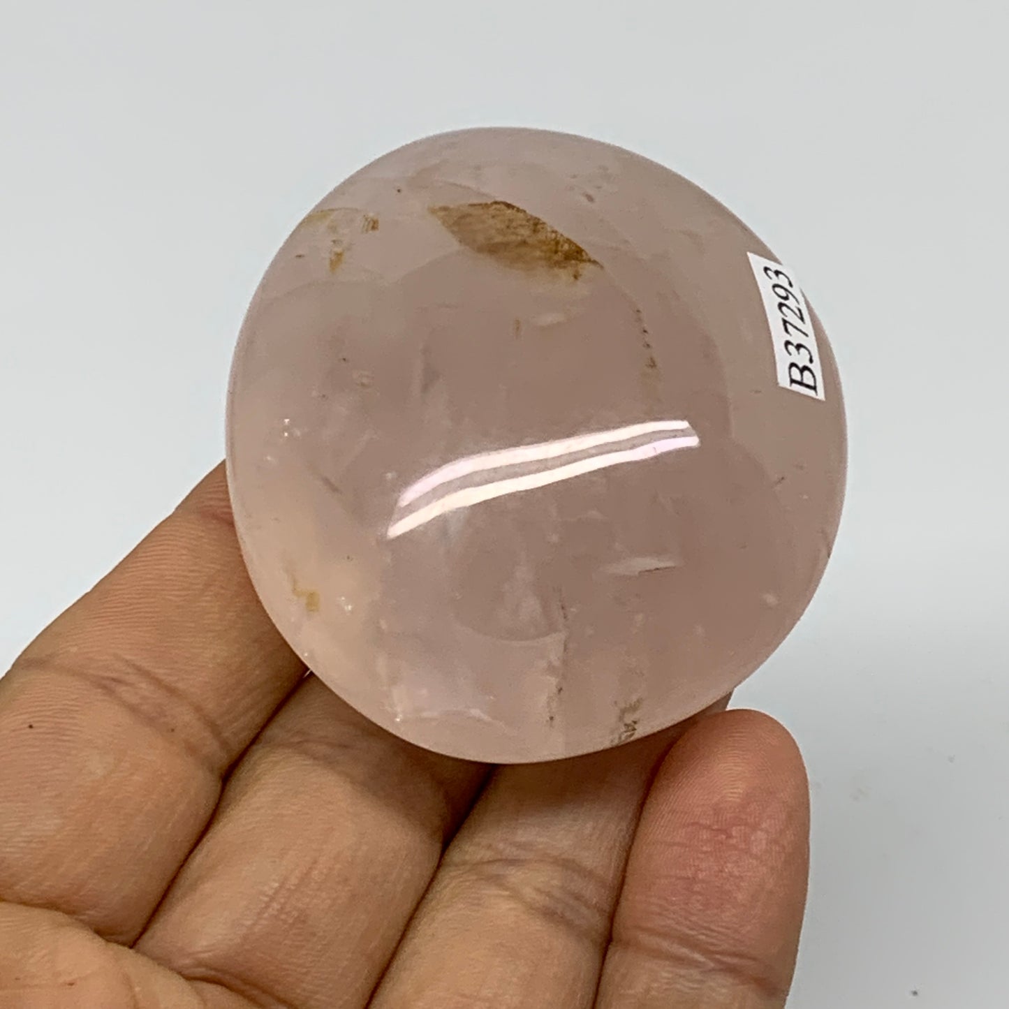 103g , 2.3"x2"x1", Natural Pink Rose Quartz Palm-stone Crystal, B37293