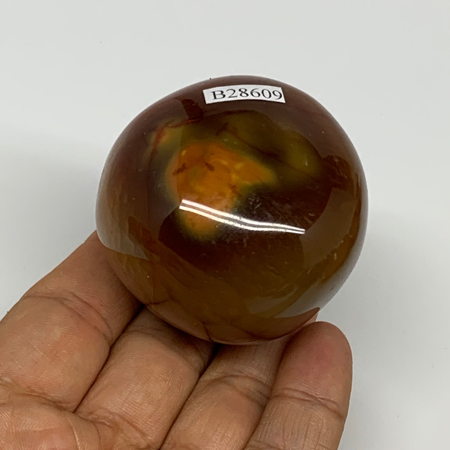 169.9g, 2"x2"x1.8", Red Carnelian Palm-Stone Gem Crystal Polished, B28609