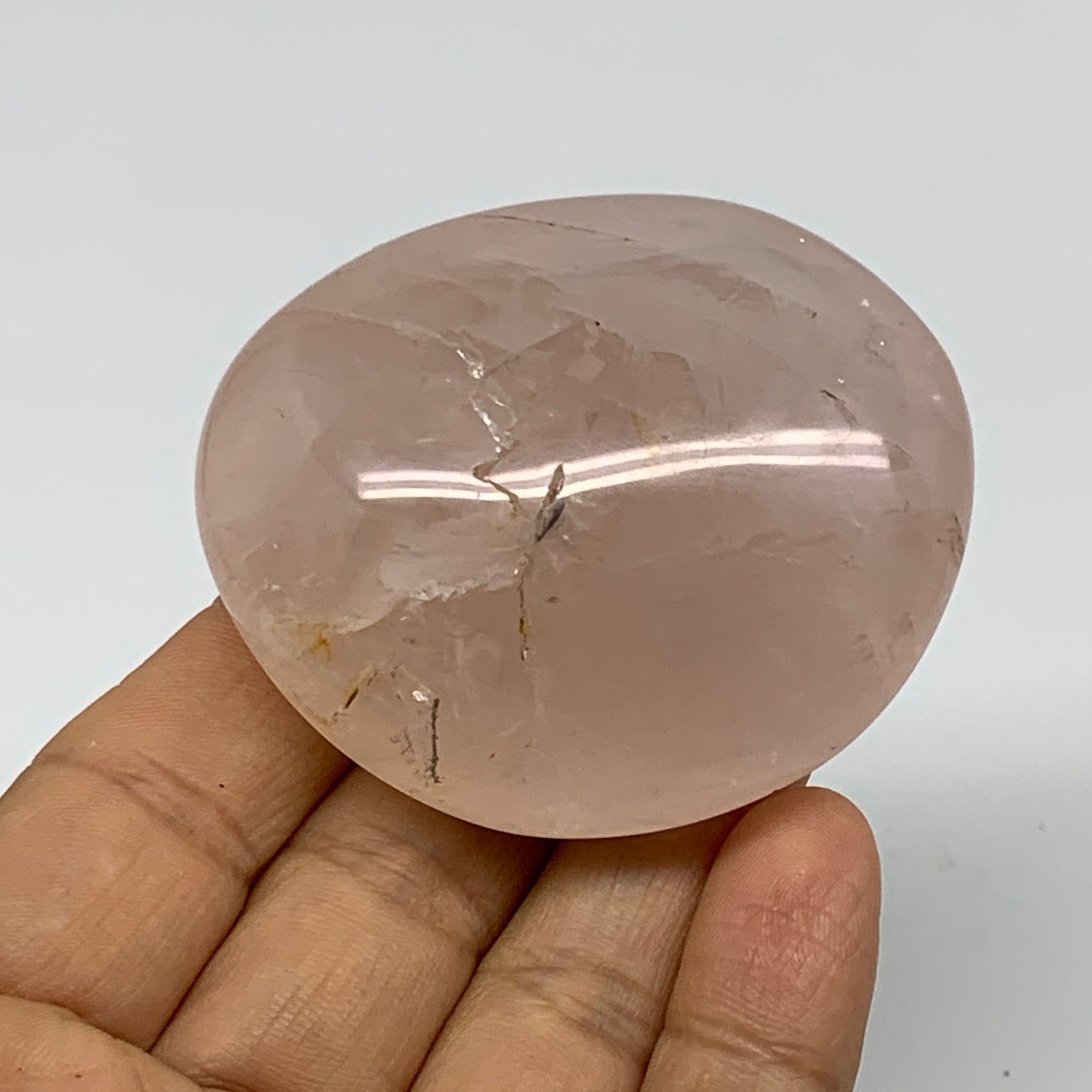 103g , 2.3"x2"x1", Natural Pink Rose Quartz Palm-stone Crystal, B37293