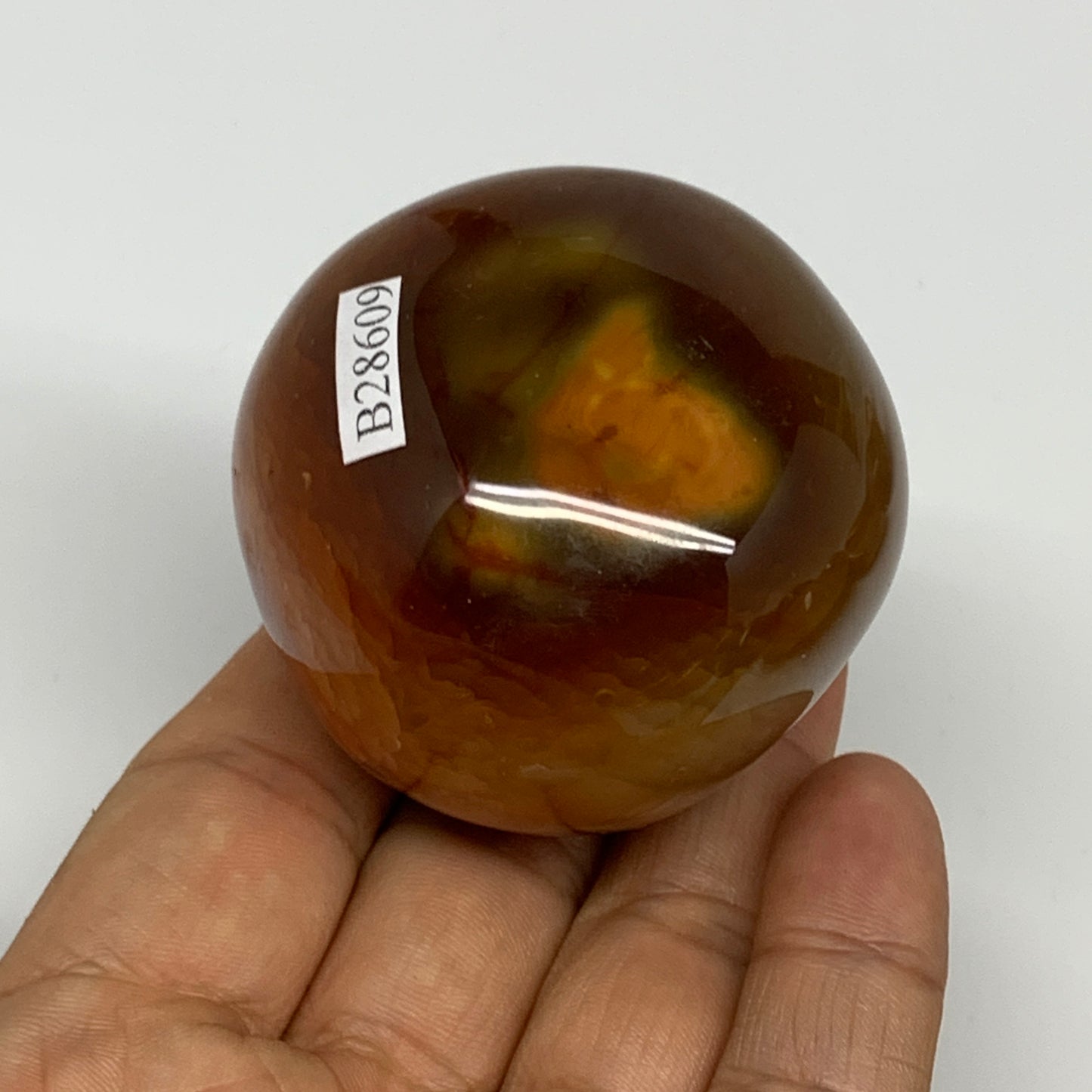169.9g, 2"x2"x1.8", Red Carnelian Palm-Stone Gem Crystal Polished, B28609