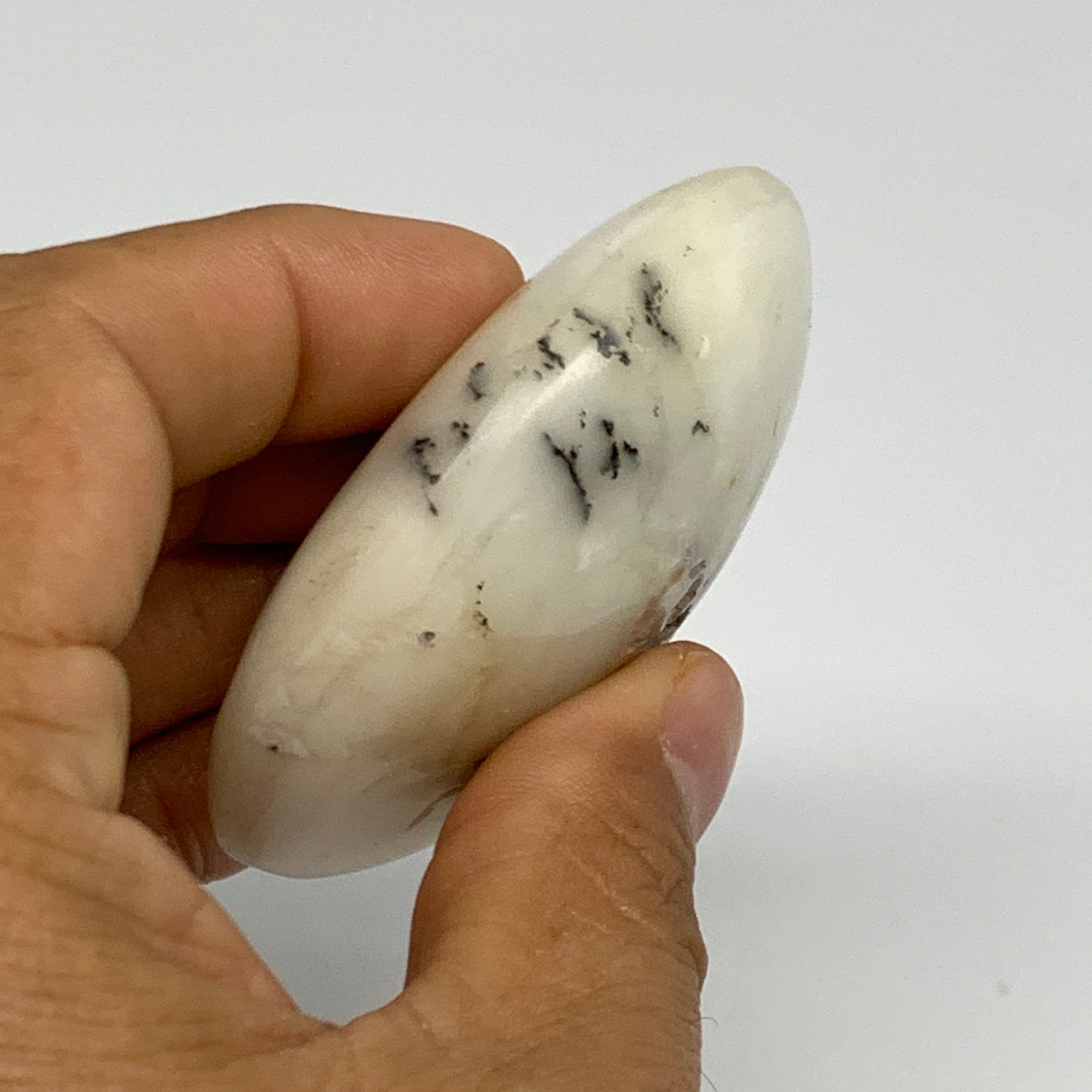 80.6g, 2.4"x2"x0.8", Dendrite Opal Palm-Stone Reiki Energy Crystal, B27828