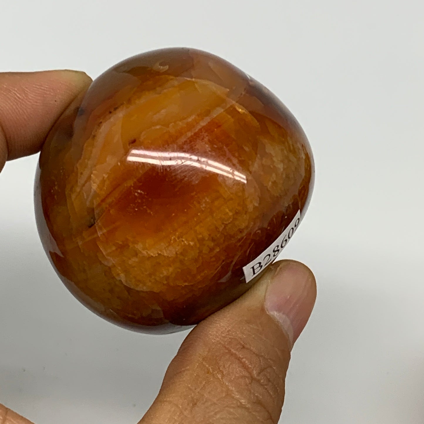 169.9g, 2"x2"x1.8", Red Carnelian Palm-Stone Gem Crystal Polished, B28609