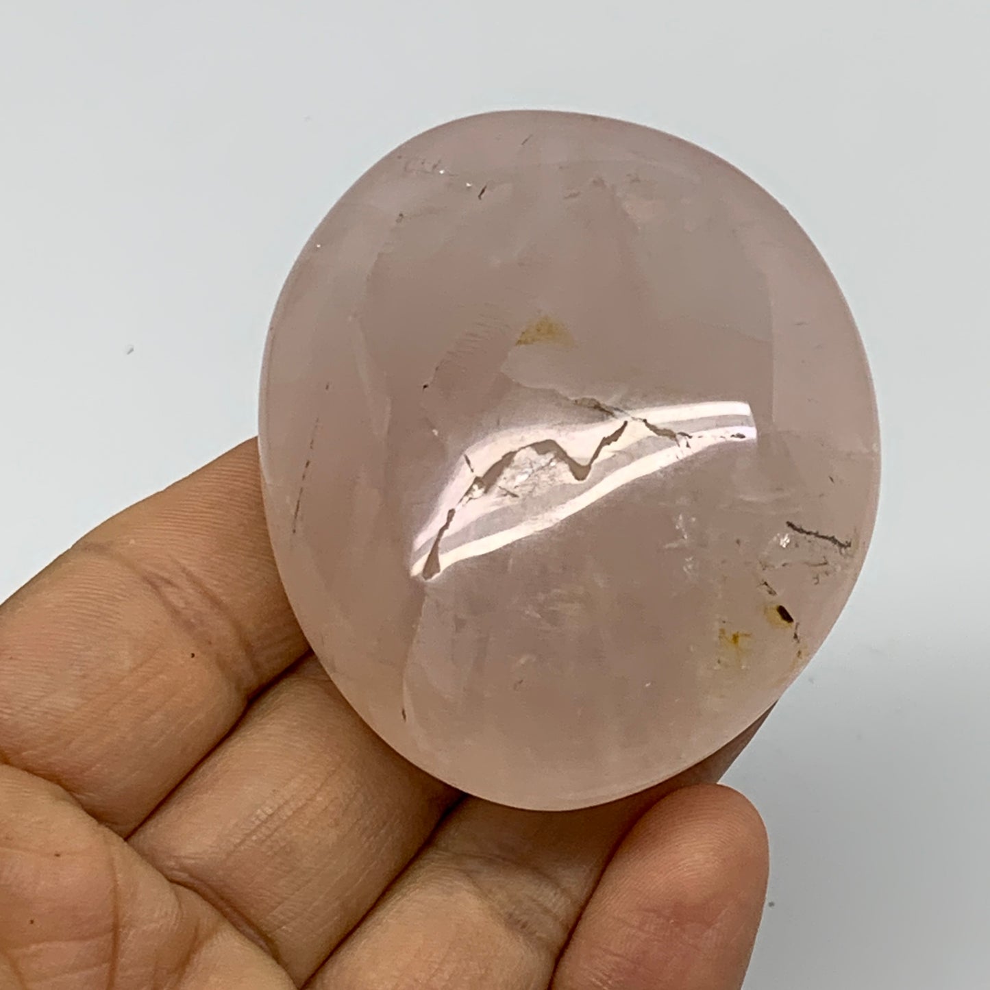 103g , 2.3"x2"x1", Natural Pink Rose Quartz Palm-stone Crystal, B37293