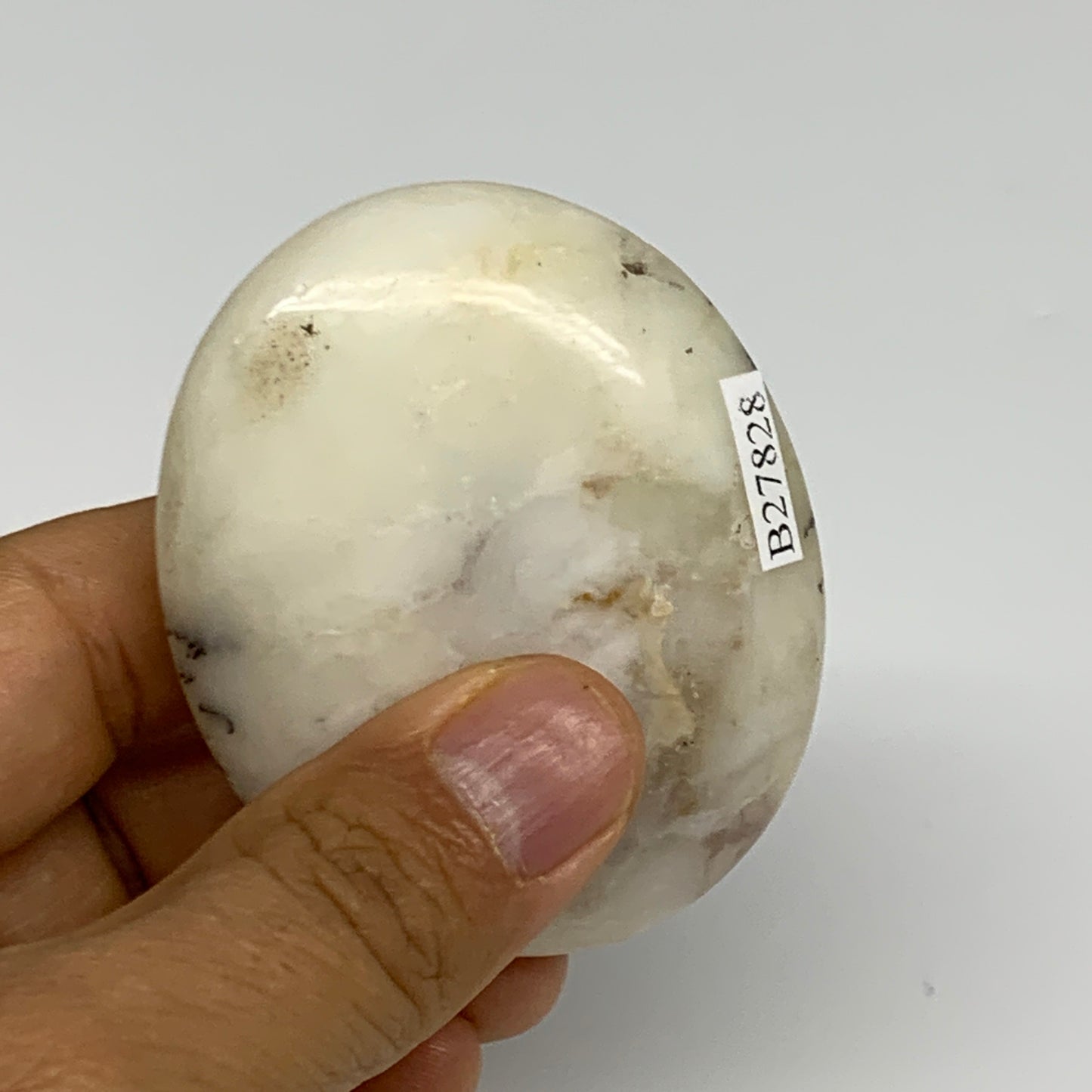 80.6g, 2.4"x2"x0.8", Dendrite Opal Palm-Stone Reiki Energy Crystal, B27828