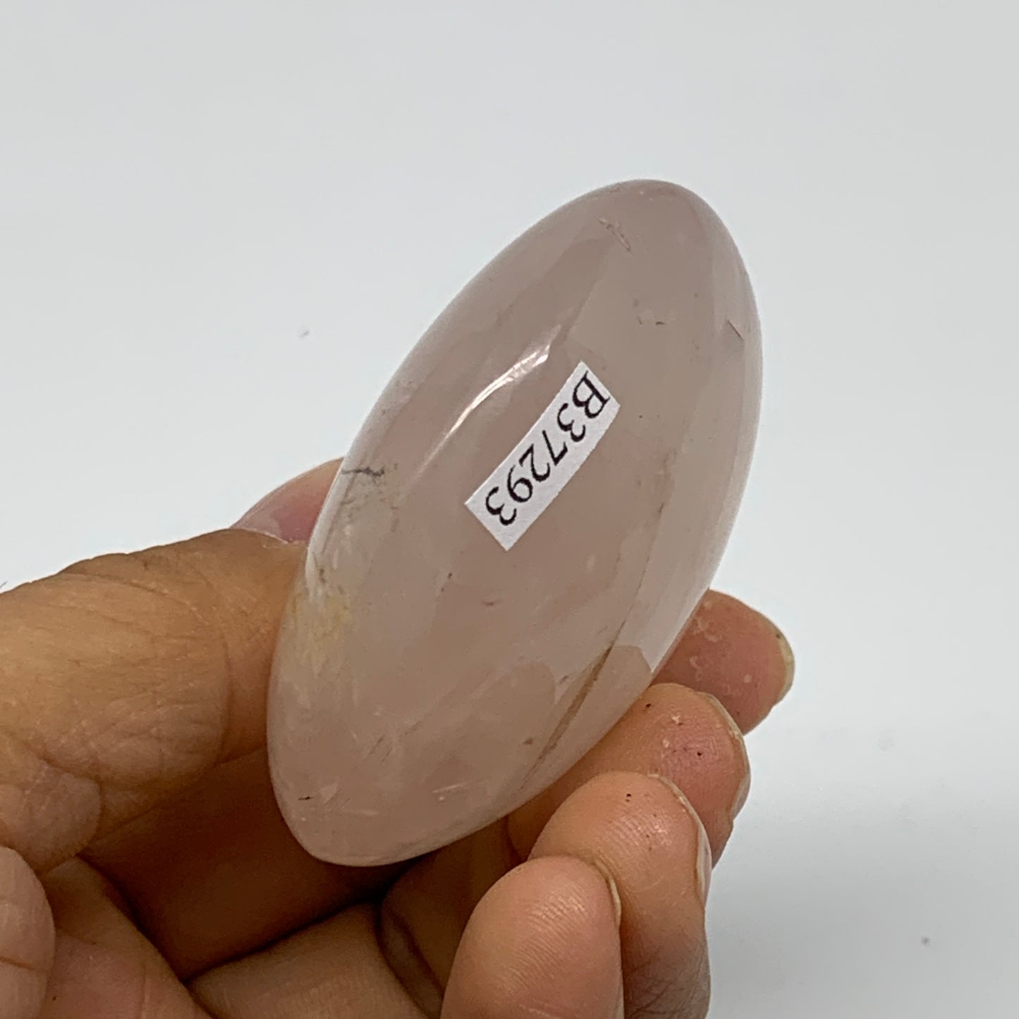 103g , 2.3"x2"x1", Natural Pink Rose Quartz Palm-stone Crystal, B37293
