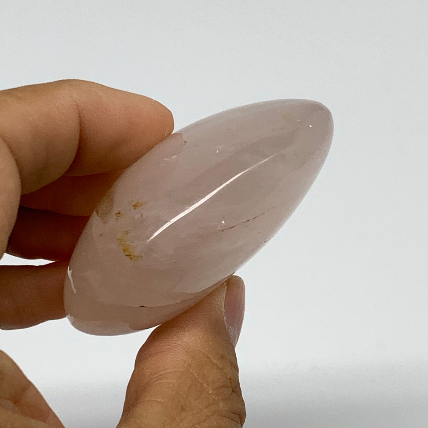 103g , 2.3"x2"x1", Natural Pink Rose Quartz Palm-stone Crystal, B37293