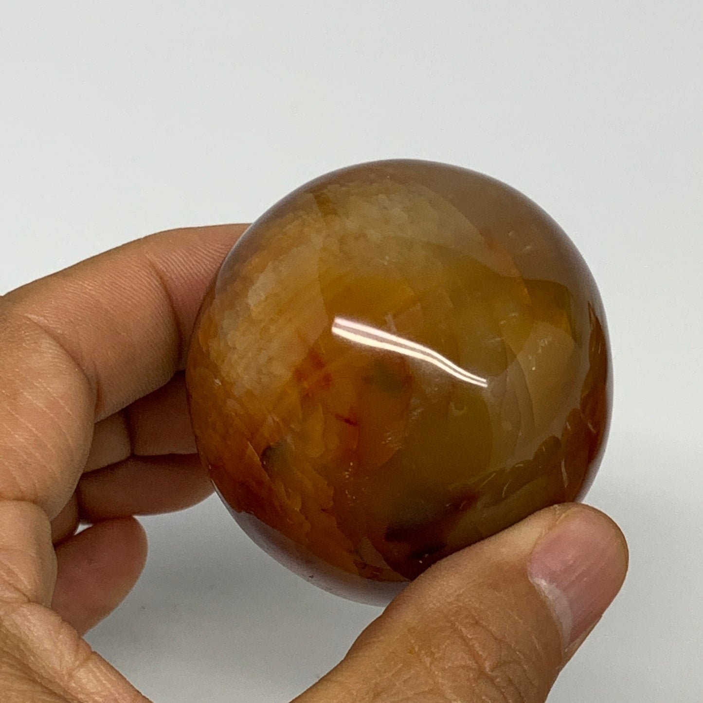 169.9g, 2"x2"x1.8", Red Carnelian Palm-Stone Gem Crystal Polished, B28609