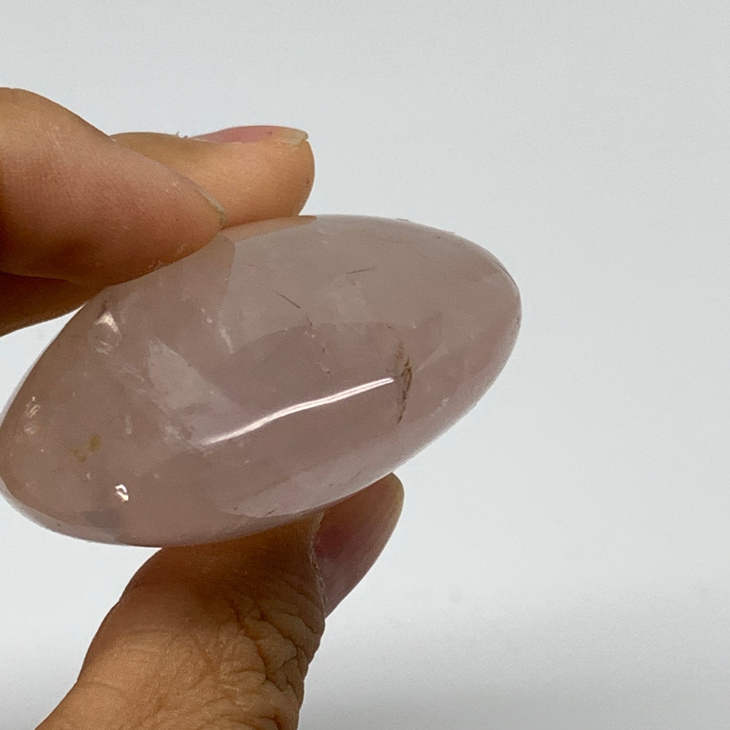 103g , 2.3"x2"x1", Natural Pink Rose Quartz Palm-stone Crystal, B37293