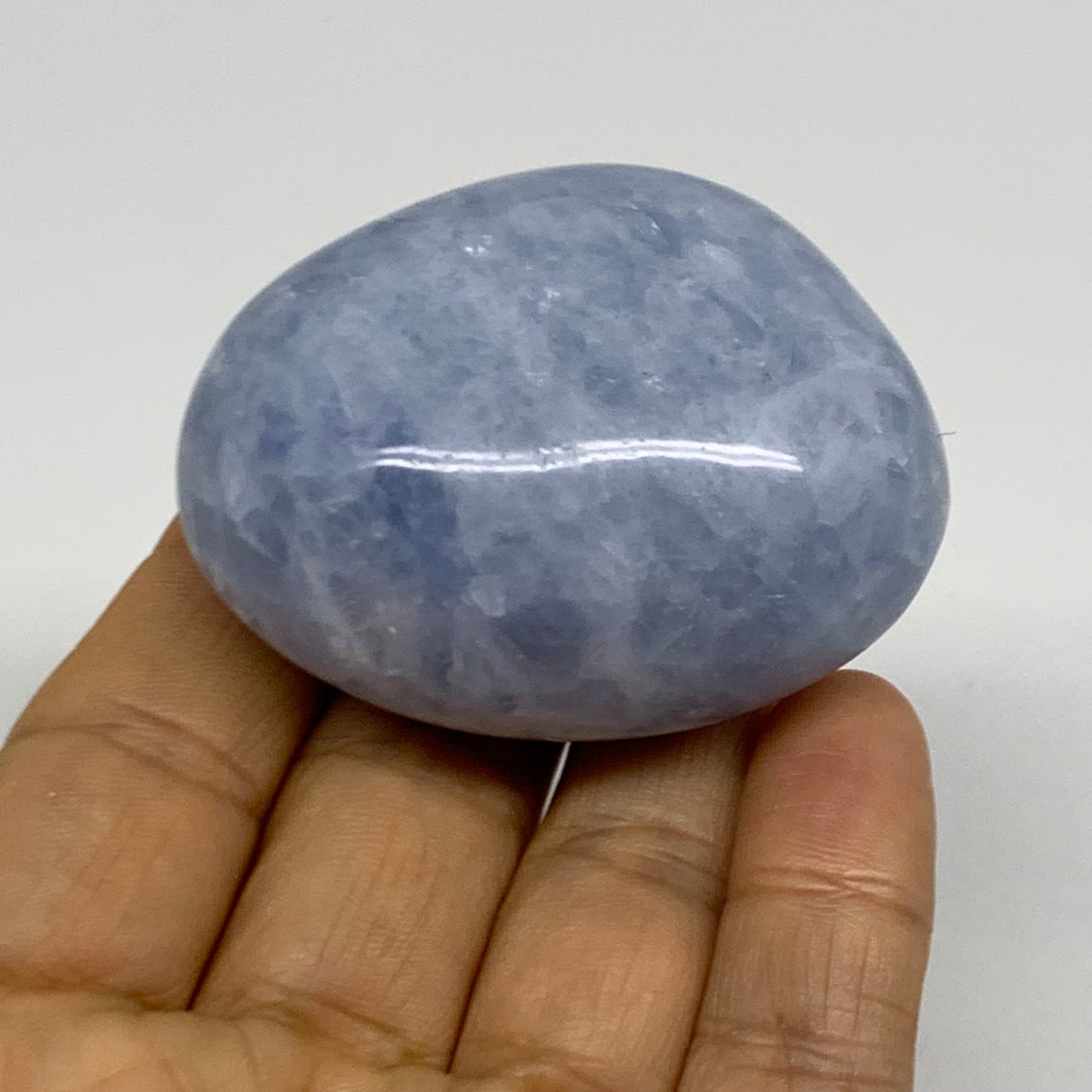 201g, 2.2"-2.4", 2pcs, Blue Calcite Palm-Stone Polished Tumbled, B38137
