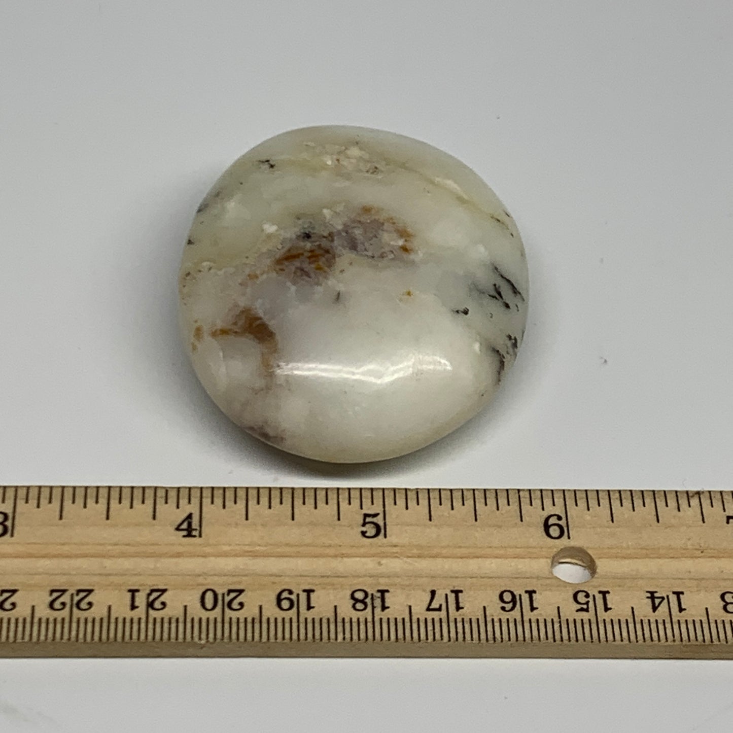 80.6g, 2.4"x2"x0.8", Dendrite Opal Palm-Stone Reiki Energy Crystal, B27828