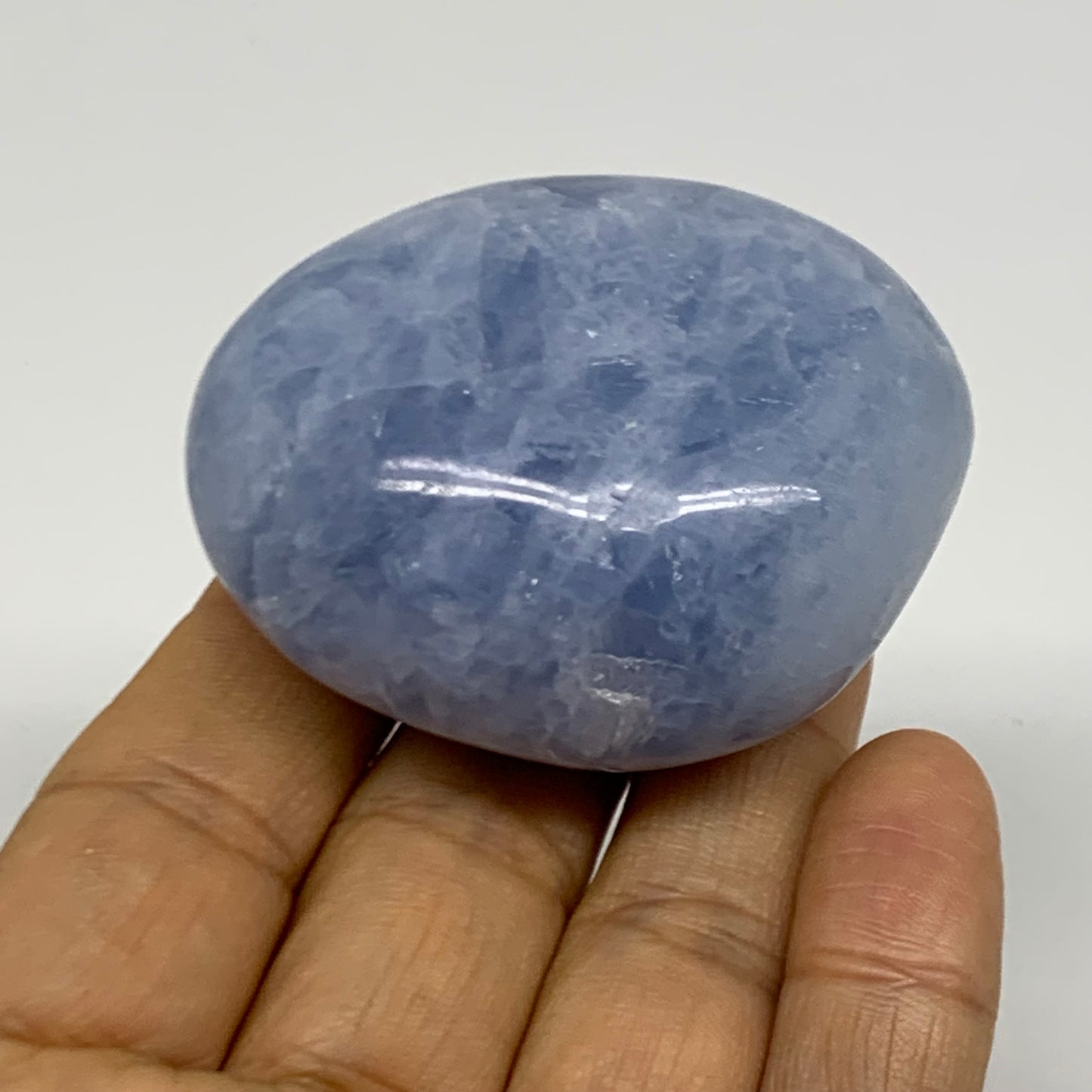 201g, 2.2"-2.4", 2pcs, Blue Calcite Palm-Stone Polished Tumbled, B38137