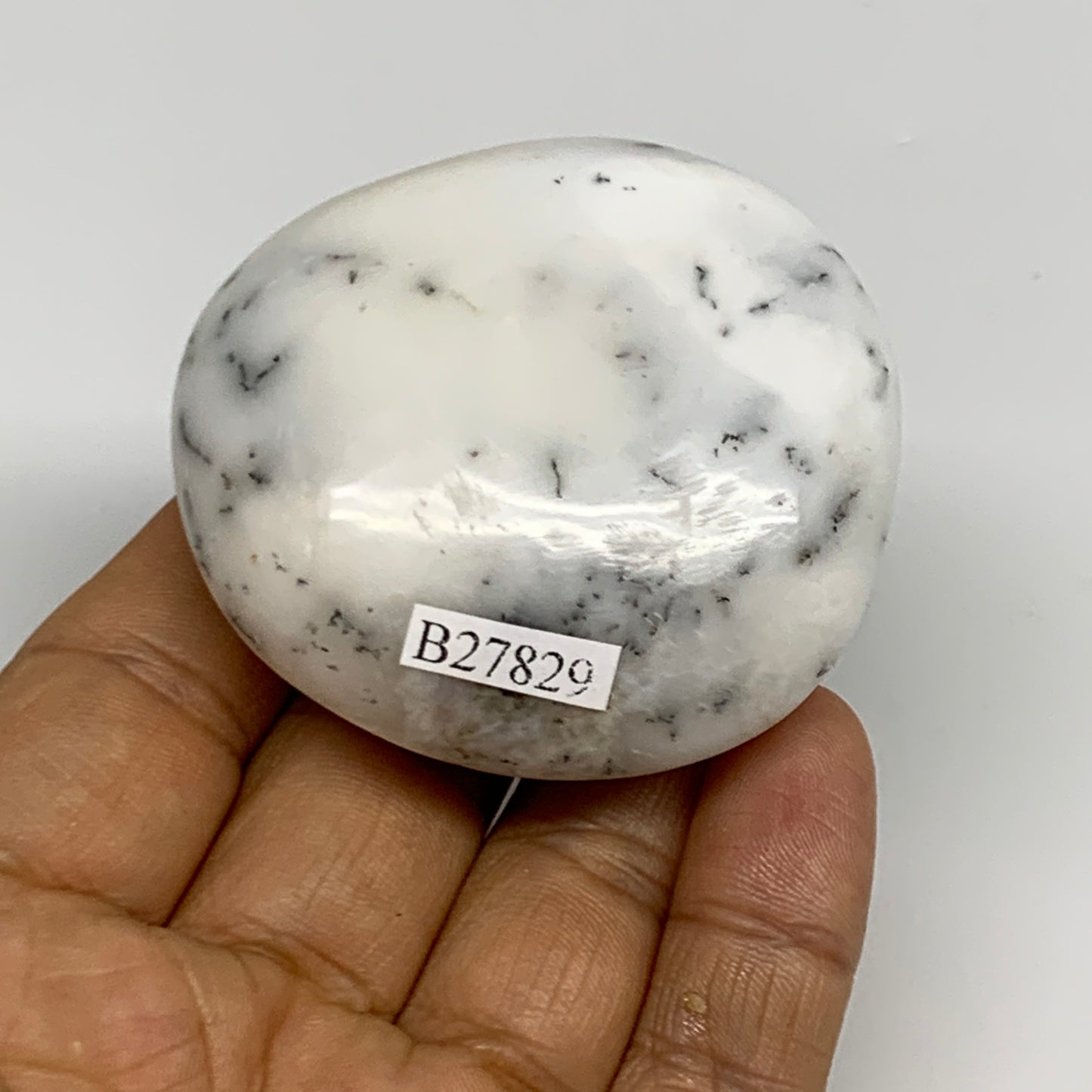86.8g, 2.2"x2.1"x1", Dendrite Opal Palm-Stone Reiki Energy Crystal, B27829
