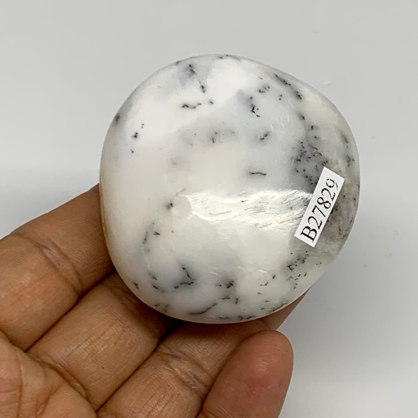 86.8g, 2.2"x2.1"x1", Dendrite Opal Palm-Stone Reiki Energy Crystal, B27829