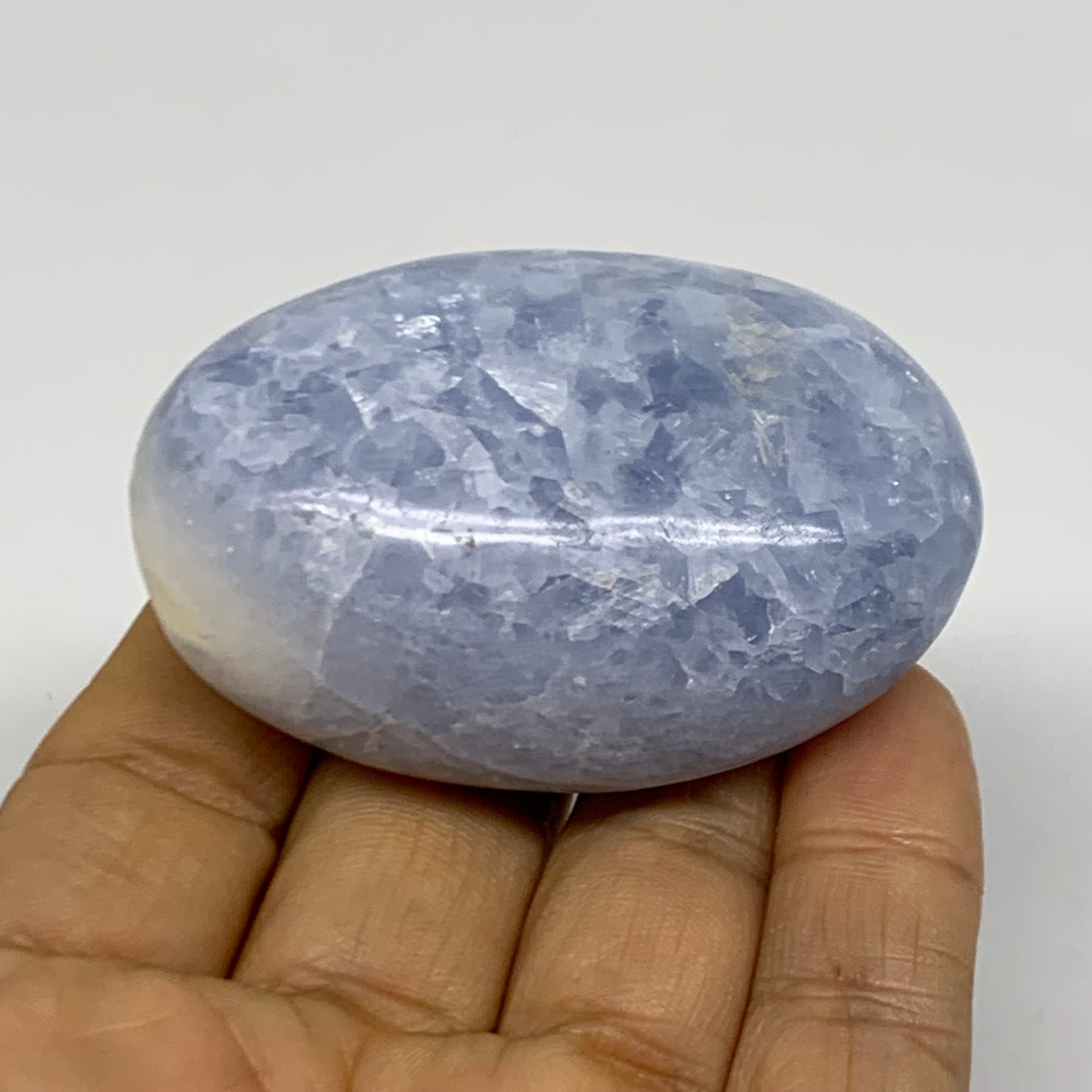 201g, 2.2"-2.4", 2pcs, Blue Calcite Palm-Stone Polished Tumbled, B38137