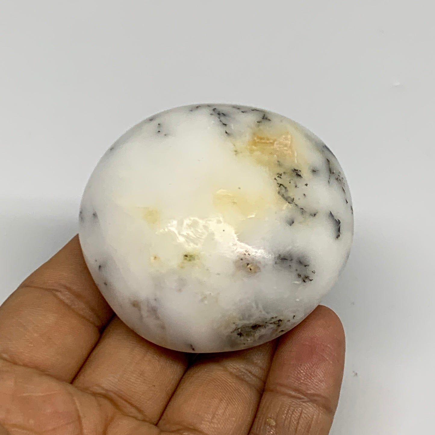 86.8g, 2.2"x2.1"x1", Dendrite Opal Palm-Stone Reiki Energy Crystal, B27829