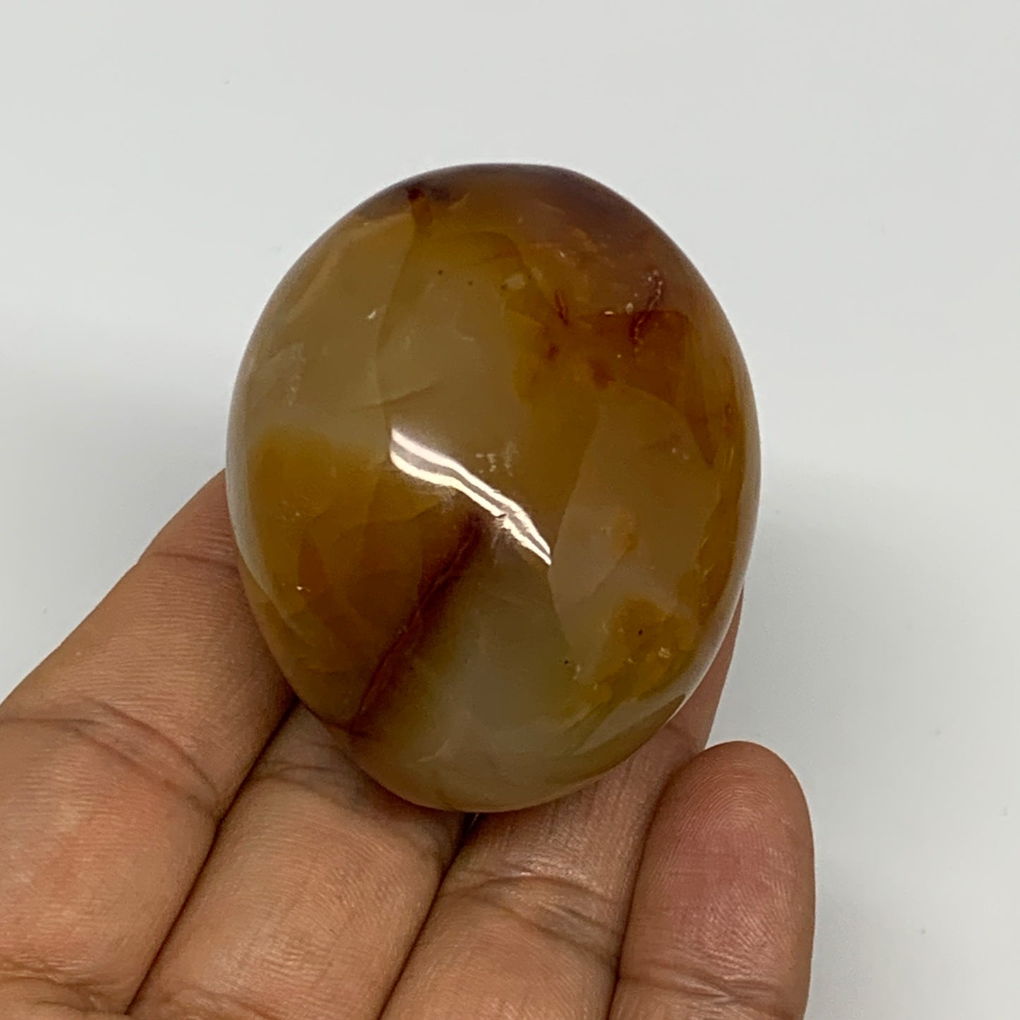 100.2g, 2"x1.6"x1.3", Red Carnelian Palm-Stone Gem Crystal Polished, B28610