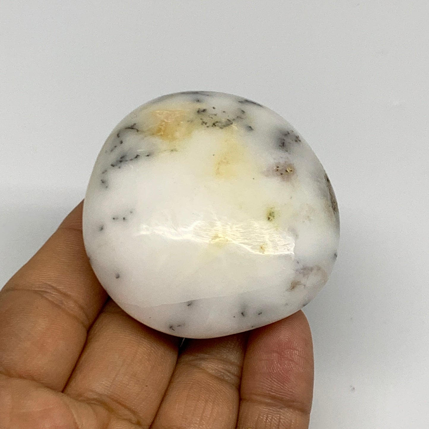 86.8g, 2.2"x2.1"x1", Dendrite Opal Palm-Stone Reiki Energy Crystal, B27829