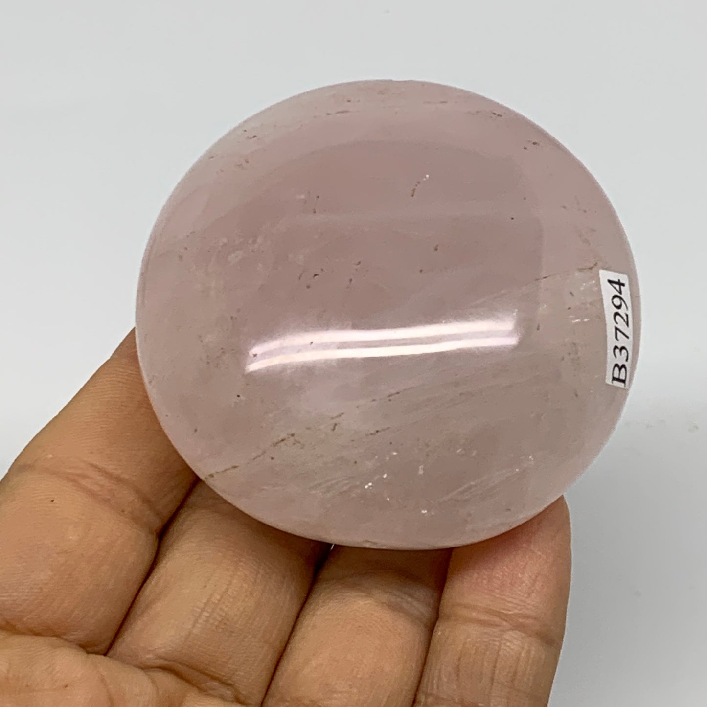 146.g , 2.4"x2.4"x1.1", Natural Pink Rose Quartz Palm-stone Crystal, B37294
