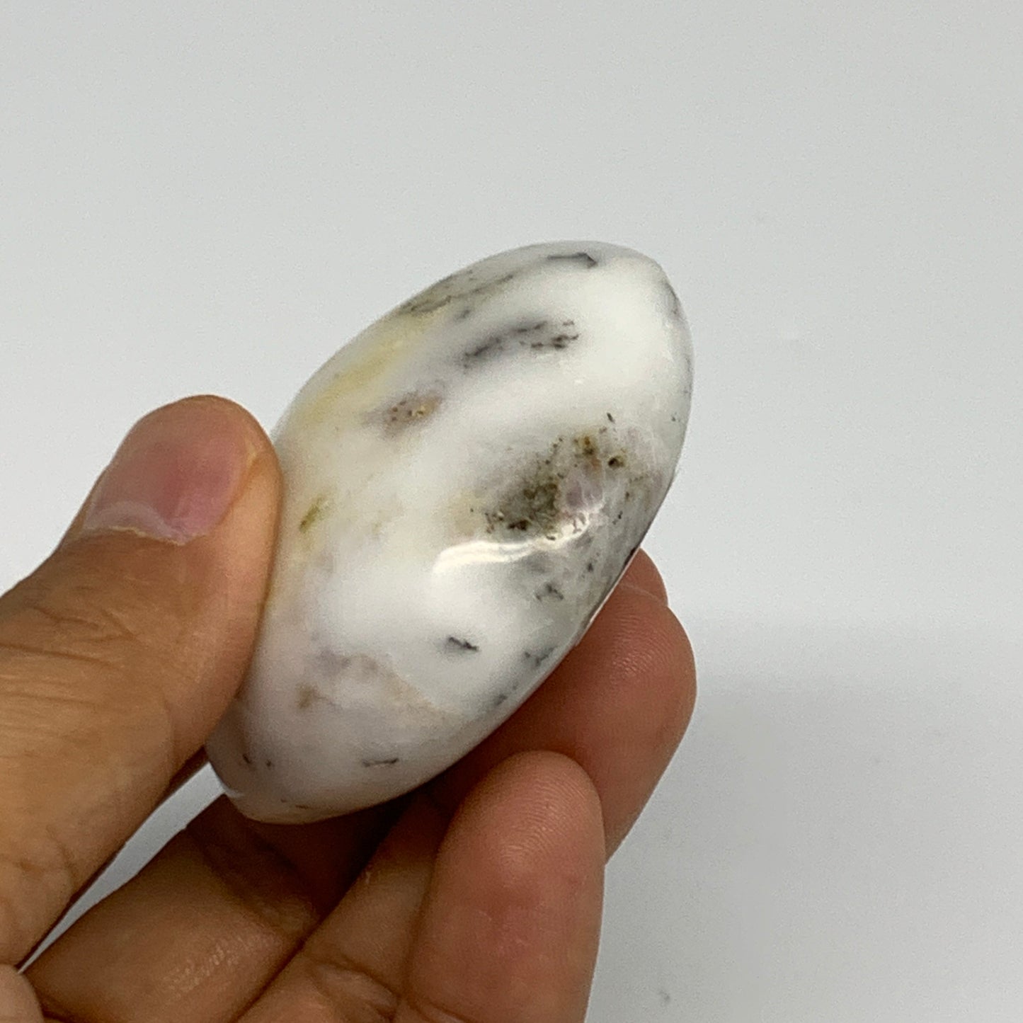 86.8g, 2.2"x2.1"x1", Dendrite Opal Palm-Stone Reiki Energy Crystal, B27829