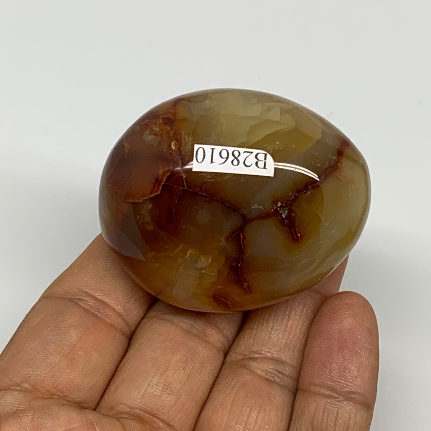 100.2g, 2"x1.6"x1.3", Red Carnelian Palm-Stone Gem Crystal Polished, B28610