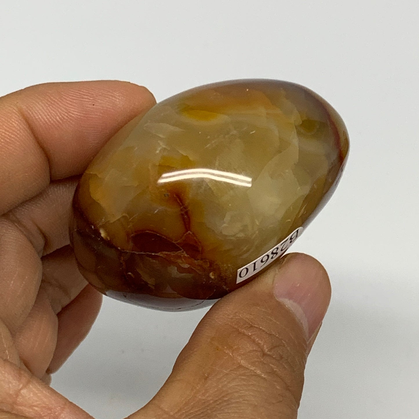 100.2g, 2"x1.6"x1.3", Red Carnelian Palm-Stone Gem Crystal Polished, B28610