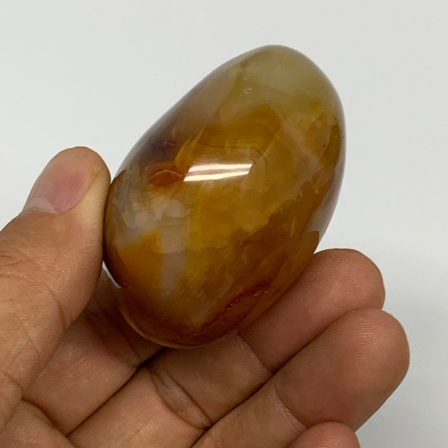 100.2g, 2"x1.6"x1.3", Red Carnelian Palm-Stone Gem Crystal Polished, B28610