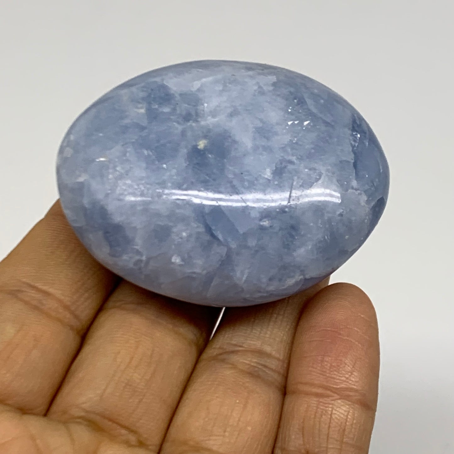 174.87g, 2.1"-2.2", 2pcs, Blue Calcite Palm-Stone Polished Tumbled, B38138