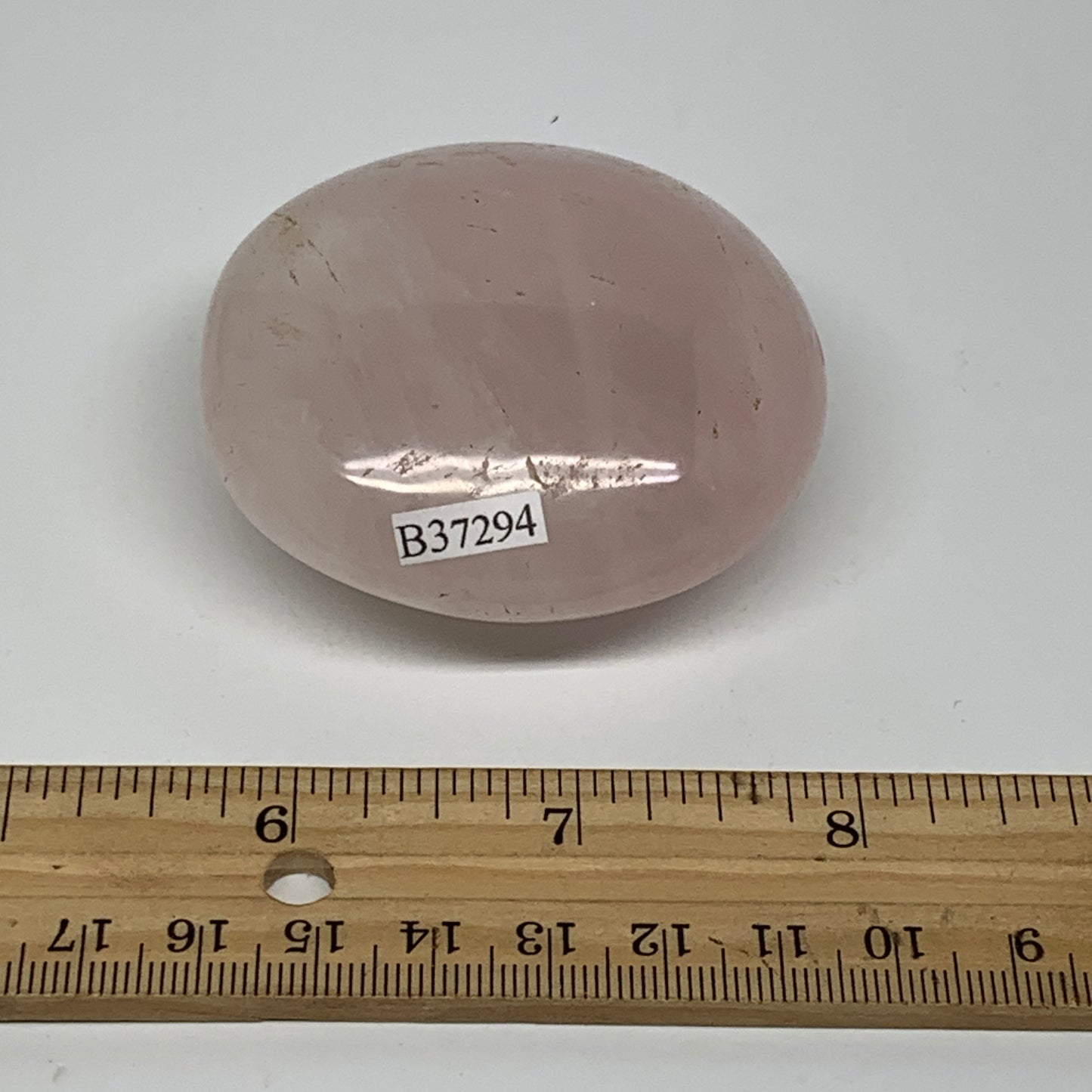146.g , 2.4"x2.4"x1.1", Natural Pink Rose Quartz Palm-stone Crystal, B37294