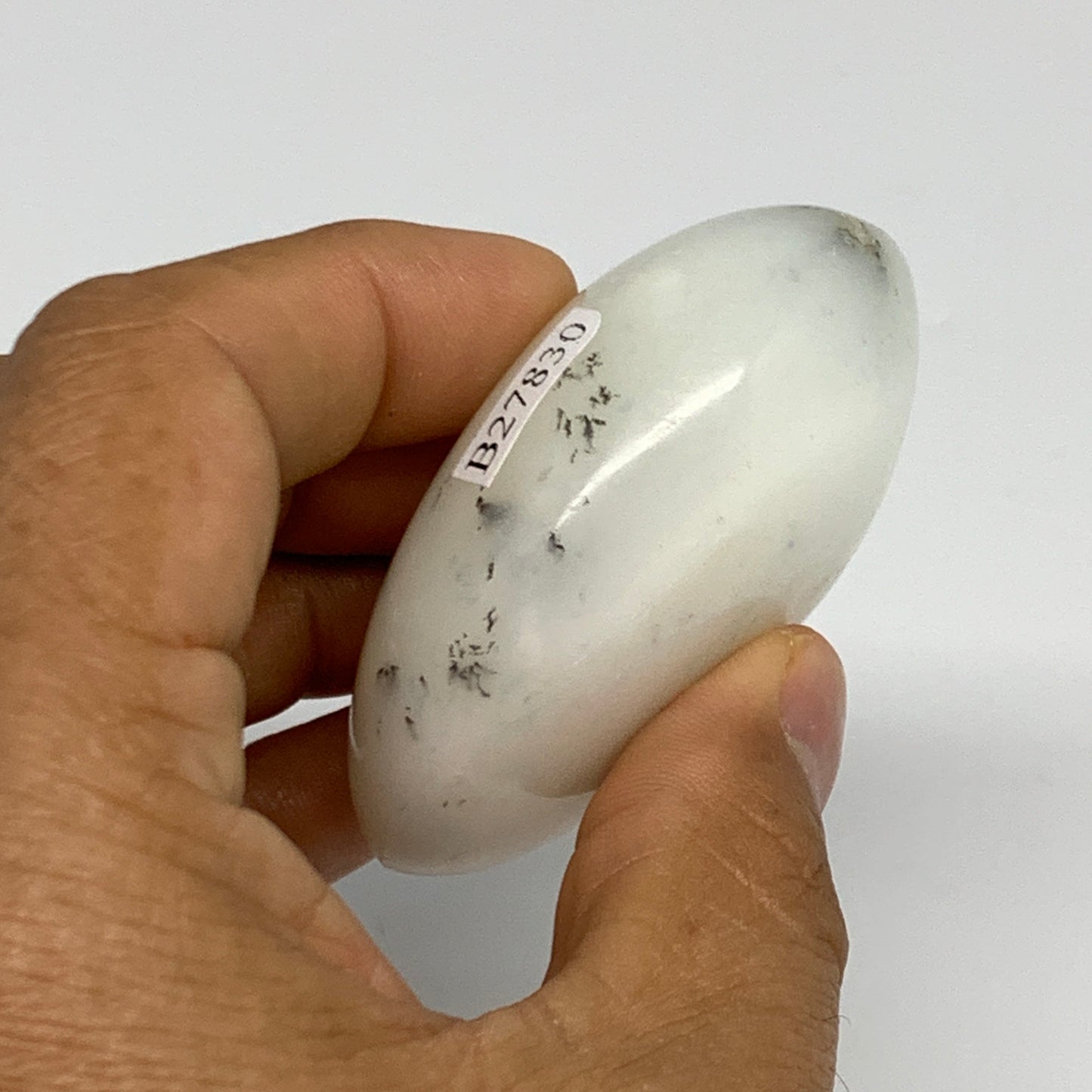 91.6g, 2.3"x2"x1", Dendrite Opal Palm-Stone Reiki Energy Crystal, B27830