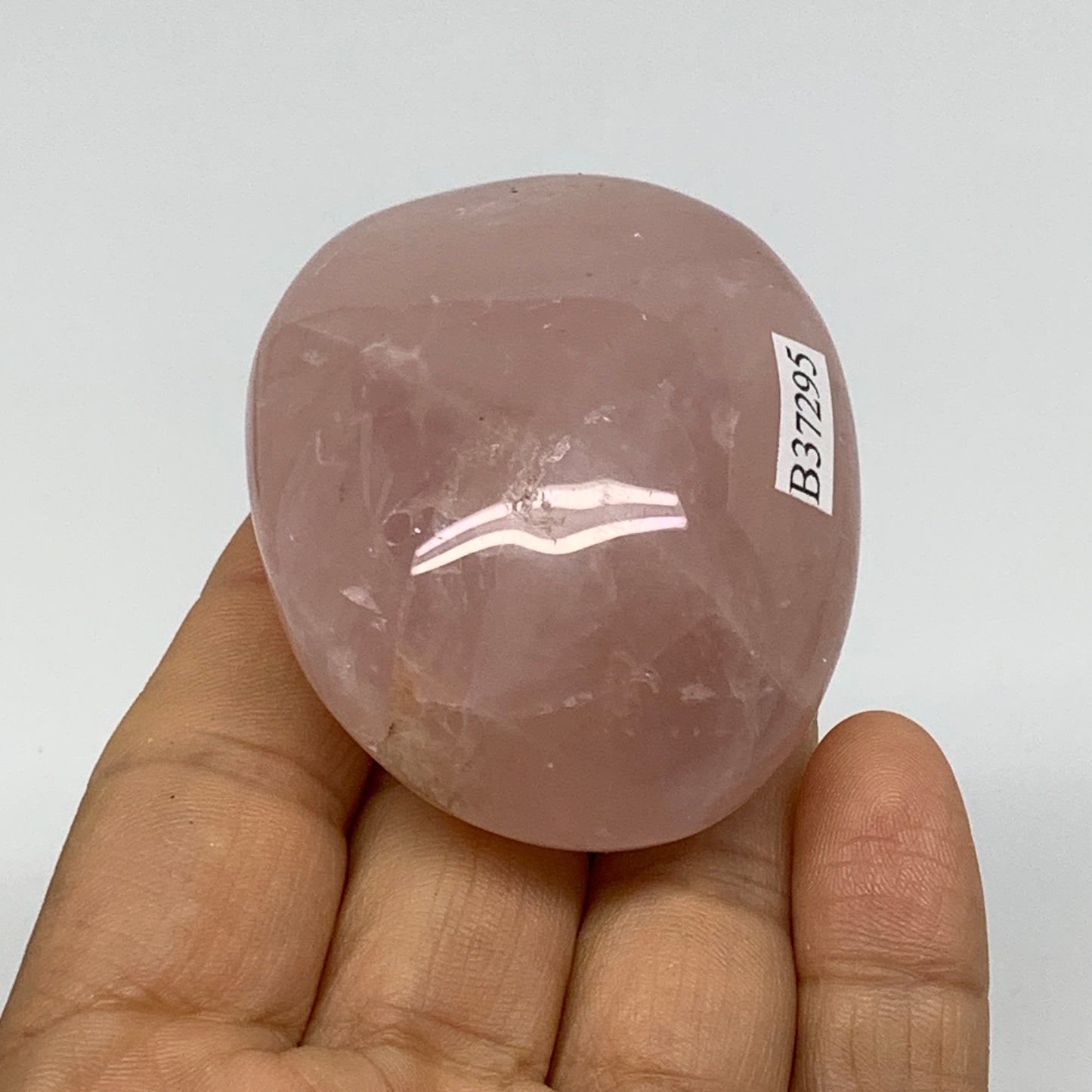 110g , 2.3"x1.8"x1.2", Natural Pink Rose Quartz Palm-stone Crystal, B37295