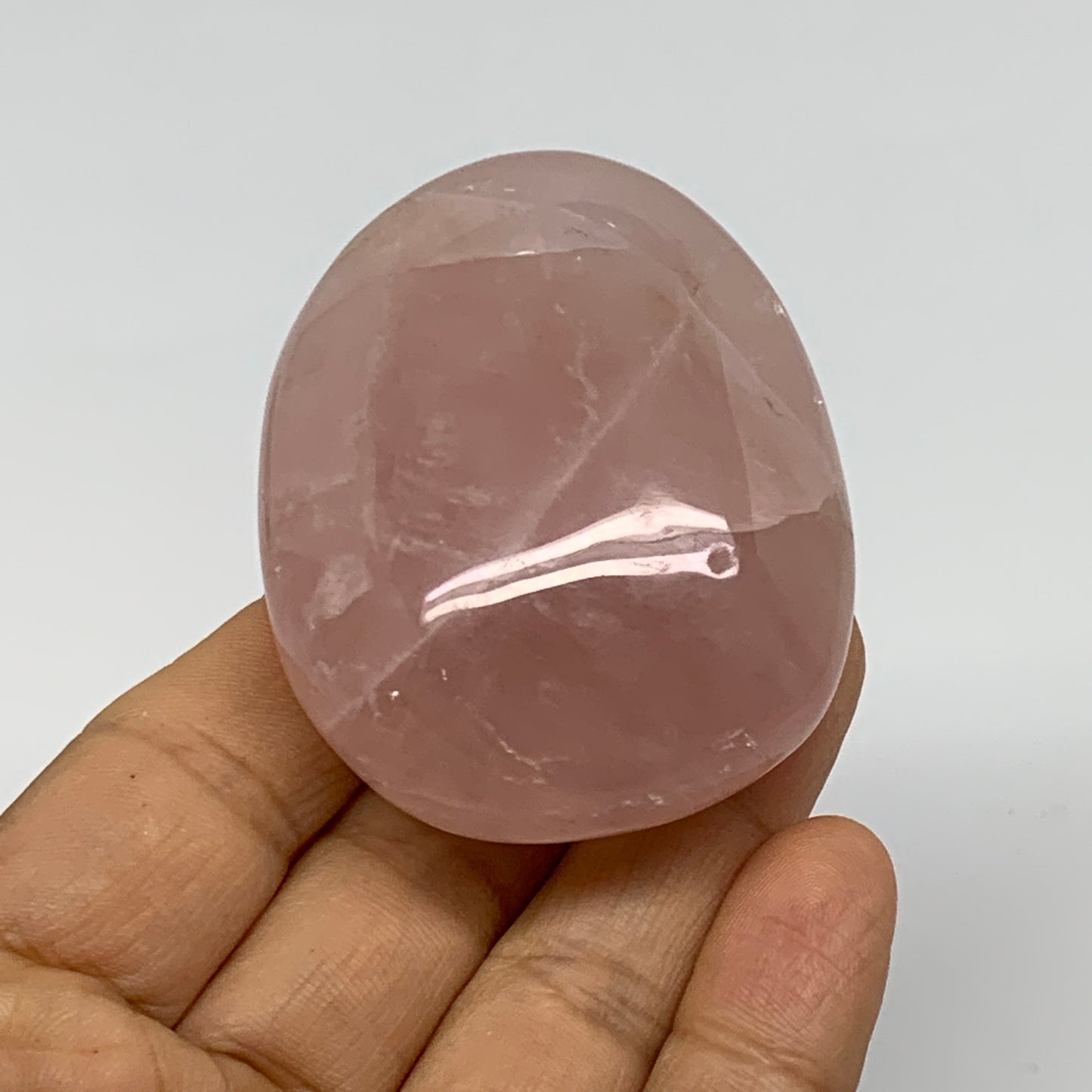 110g , 2.3"x1.8"x1.2", Natural Pink Rose Quartz Palm-stone Crystal, B37295