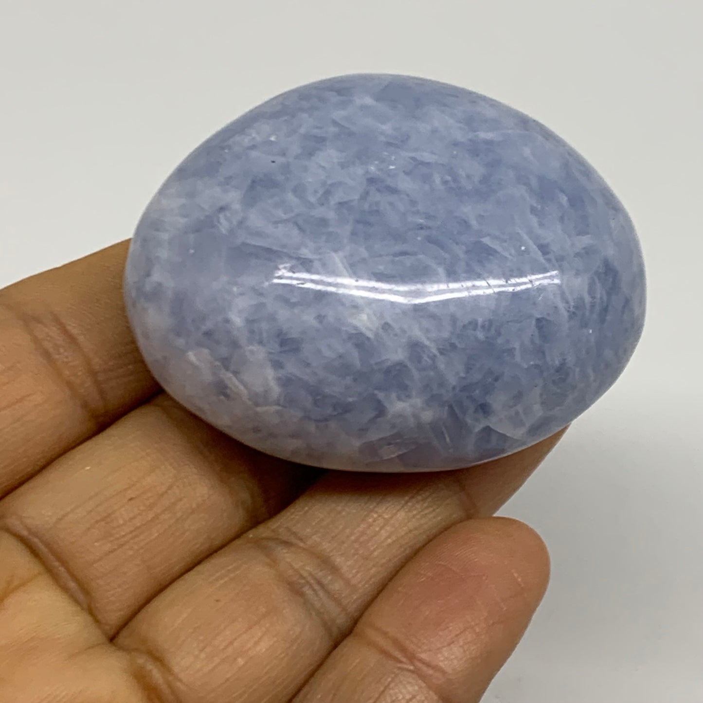 193.7g, 2"-2.1", 2pcs, Blue Calcite Palm-Stone Polished Tumbled, B38139