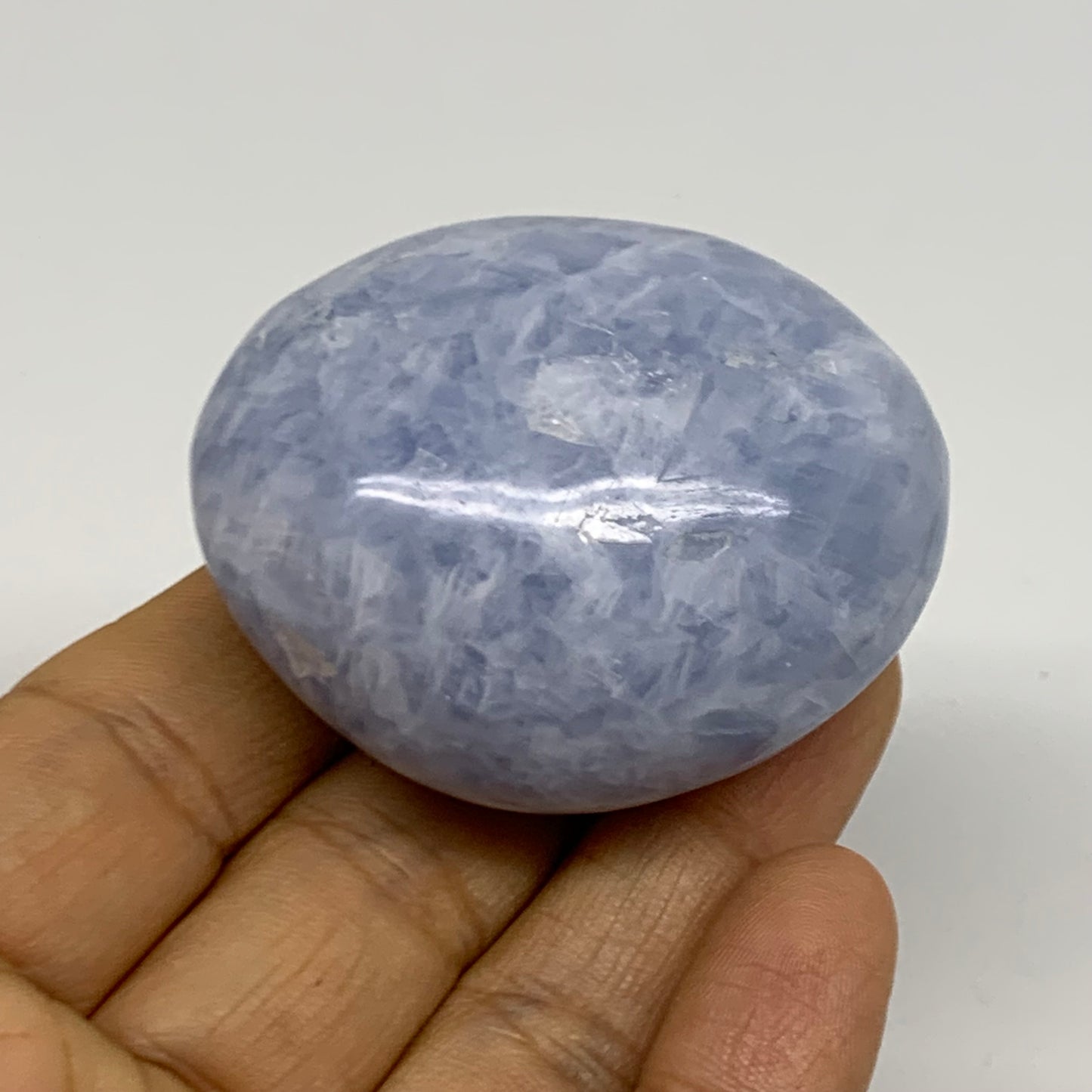 193.7g, 2"-2.1", 2pcs, Blue Calcite Palm-Stone Polished Tumbled, B38139
