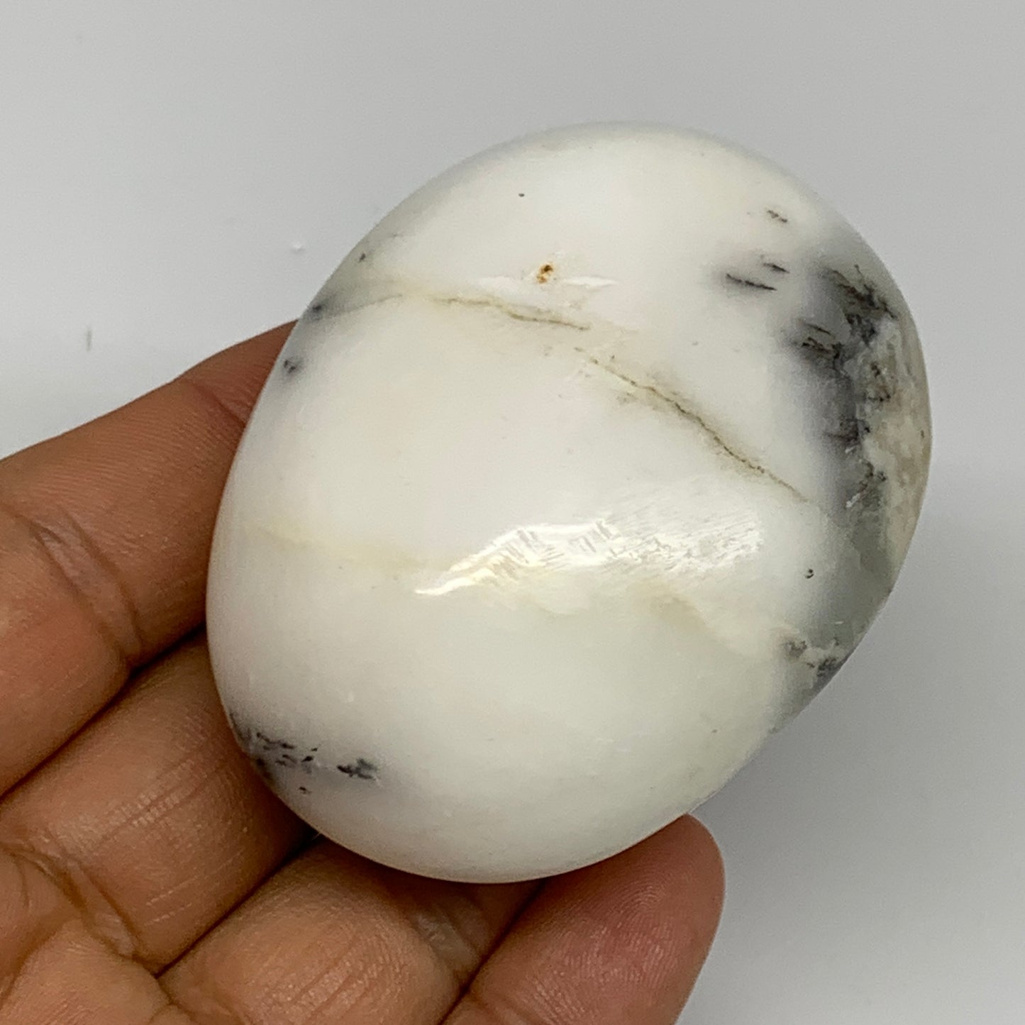 102.9g, 2.4"x1.9"x1.1", Dendrite Opal Palm-Stone Reiki Energy Crystal, B27833
