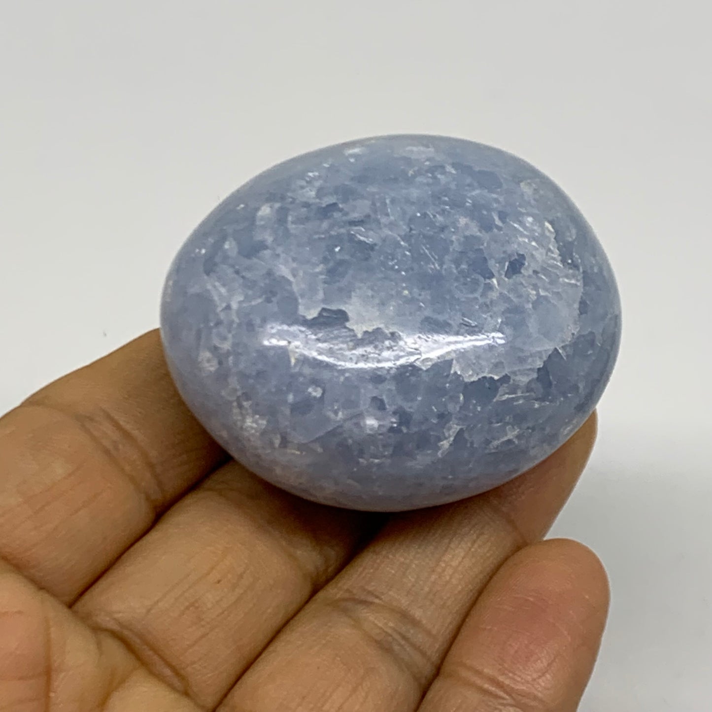 193.7g, 2"-2.1", 2pcs, Blue Calcite Palm-Stone Polished Tumbled, B38139