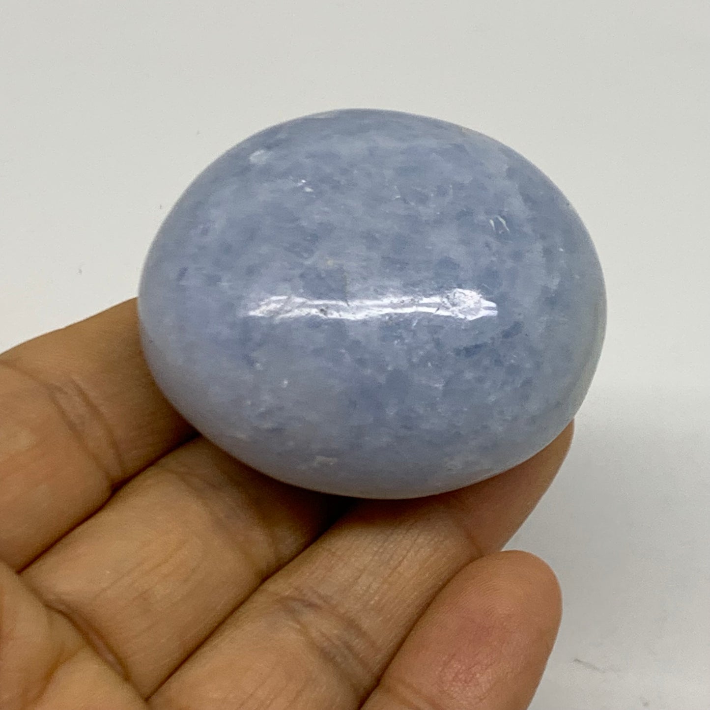 193.7g, 2"-2.1", 2pcs, Blue Calcite Palm-Stone Polished Tumbled, B38139