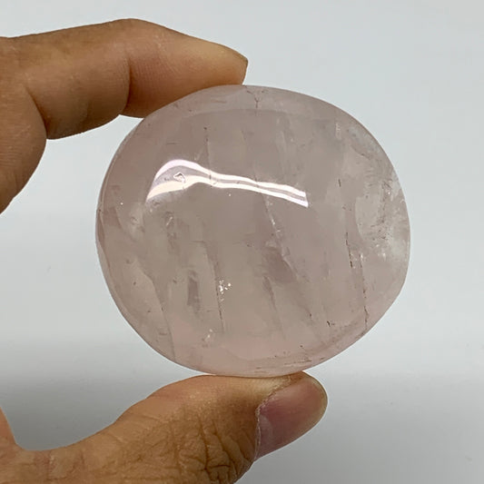 94.3g , 2"x1.9"x1.1", Natural Pink Rose Quartz Palm-stone Crystal, B37296