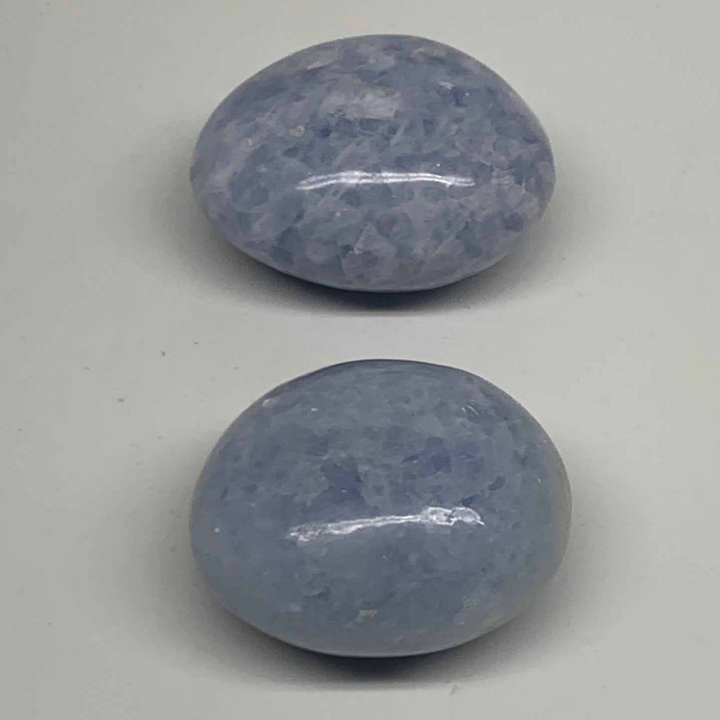 193.7g, 2"-2.1", 2pcs, Blue Calcite Palm-Stone Polished Tumbled, B38139