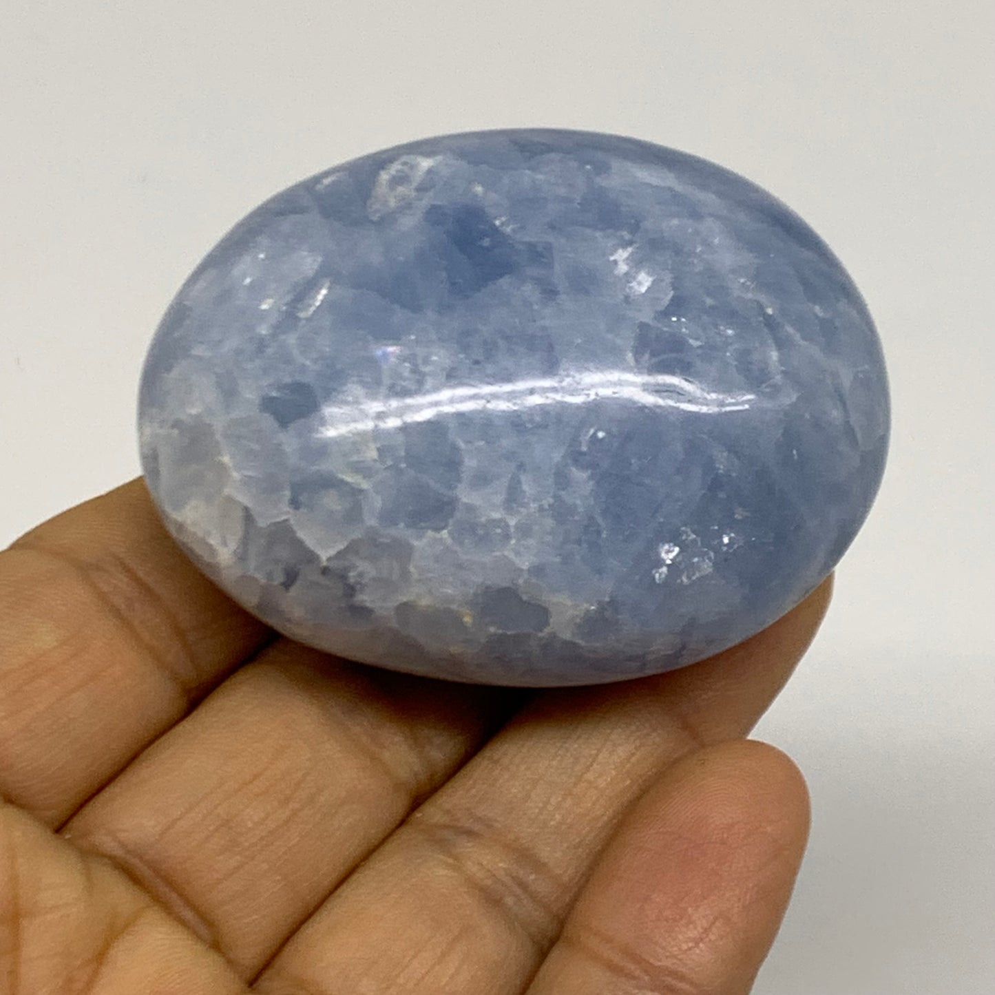 221.3g, 2.3"-2.4", 2pcs, Blue Calcite Palm-Stone Polished Tumbled, B38140