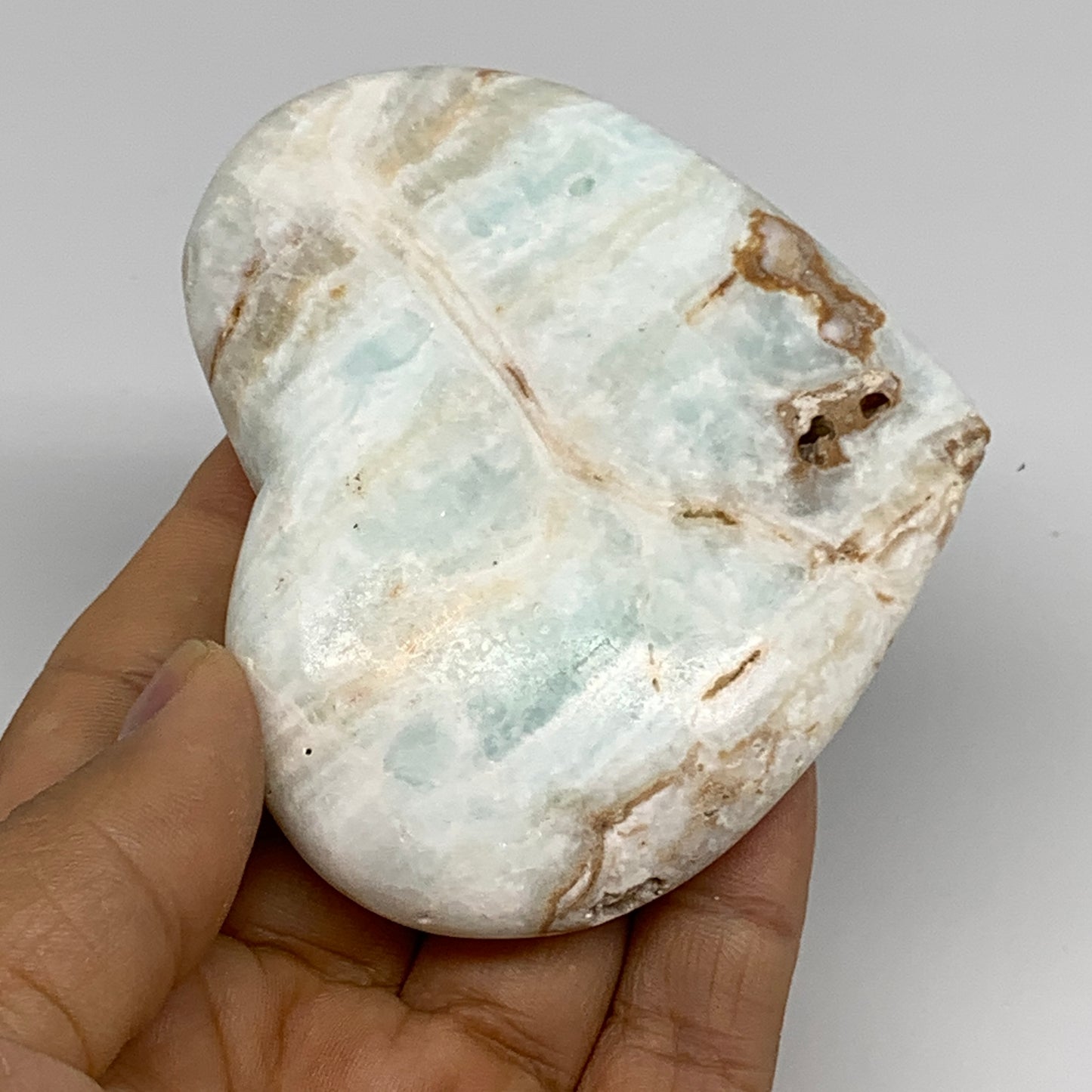 167.9g, 2.8"x3.2"x0.9" Caribbean Calcite Heart Gemstones @Afghanistan,B33650