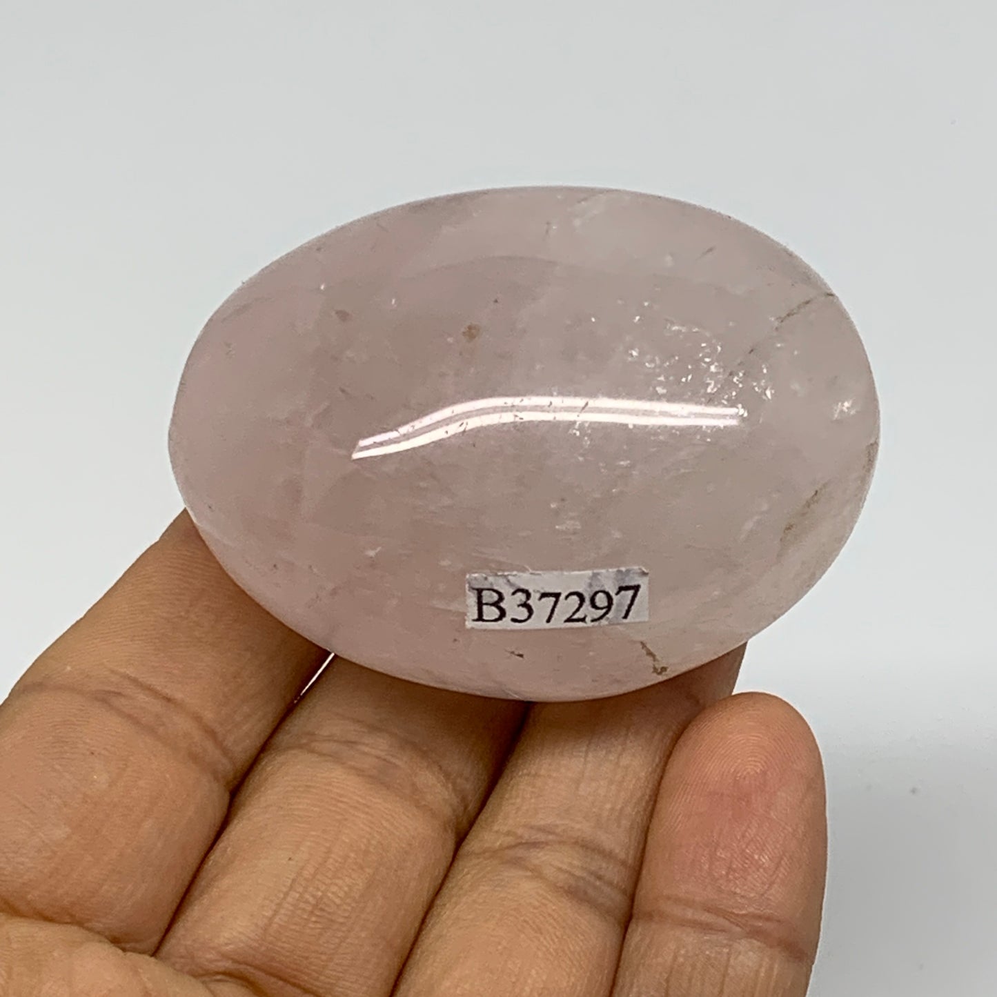 114.4g , 2.3"x1.7"x1.2", Natural Pink Rose Quartz Palm-stone Crystal, B37297