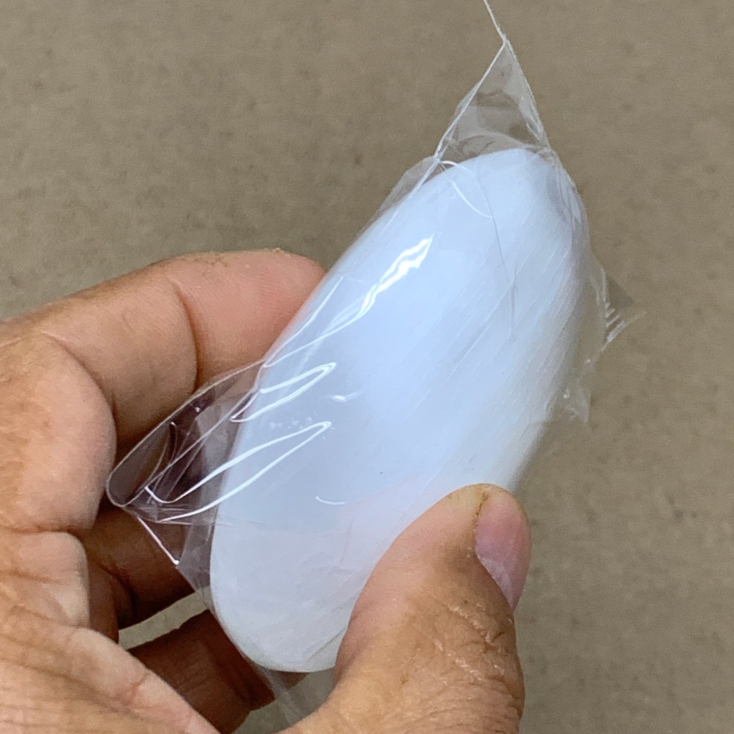 96g, 2.7"x2"x1", White Selenite Palmstone Crystal Pillow Reiki, B36390